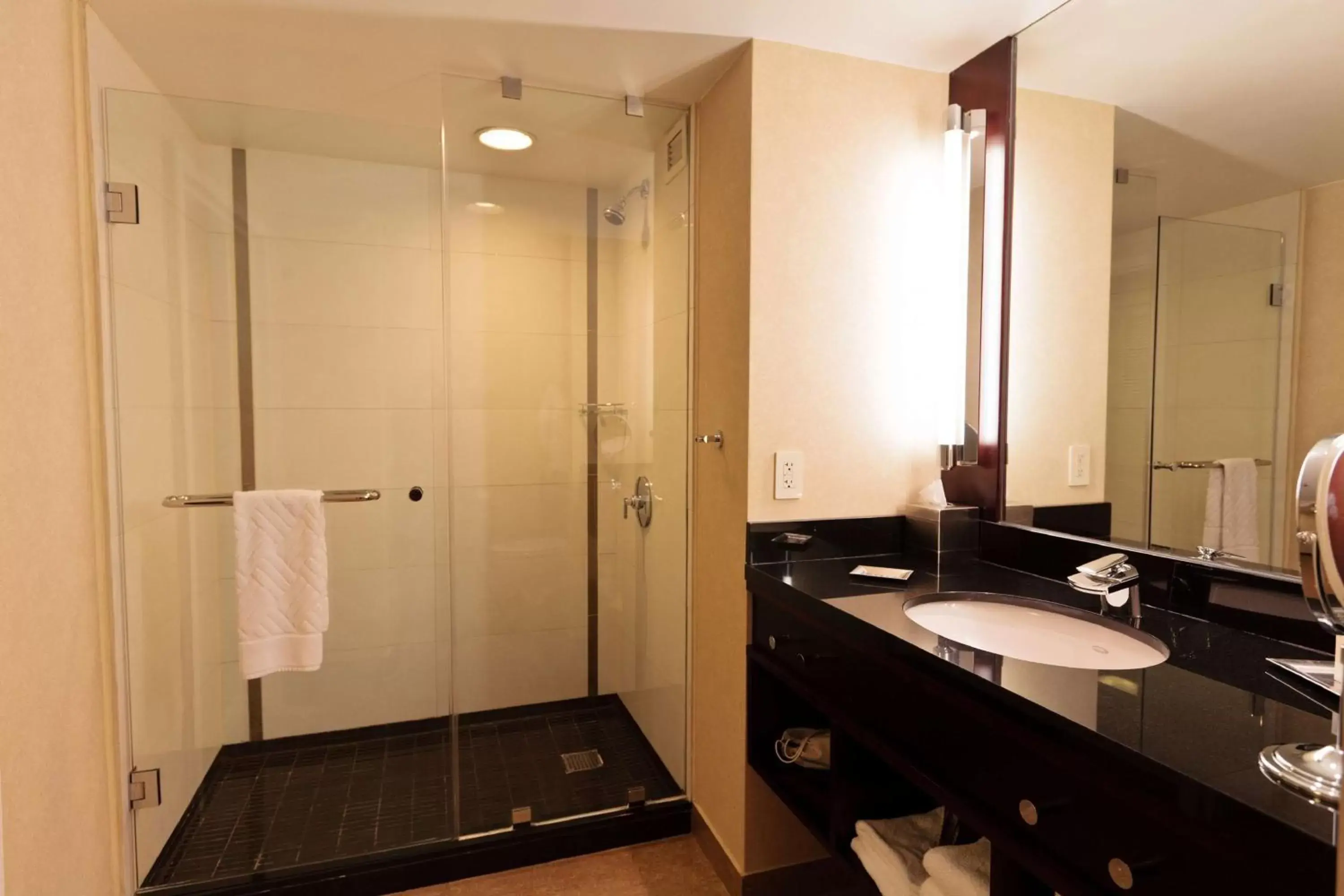 Bed, Bathroom in Hilton Charlotte Uptown