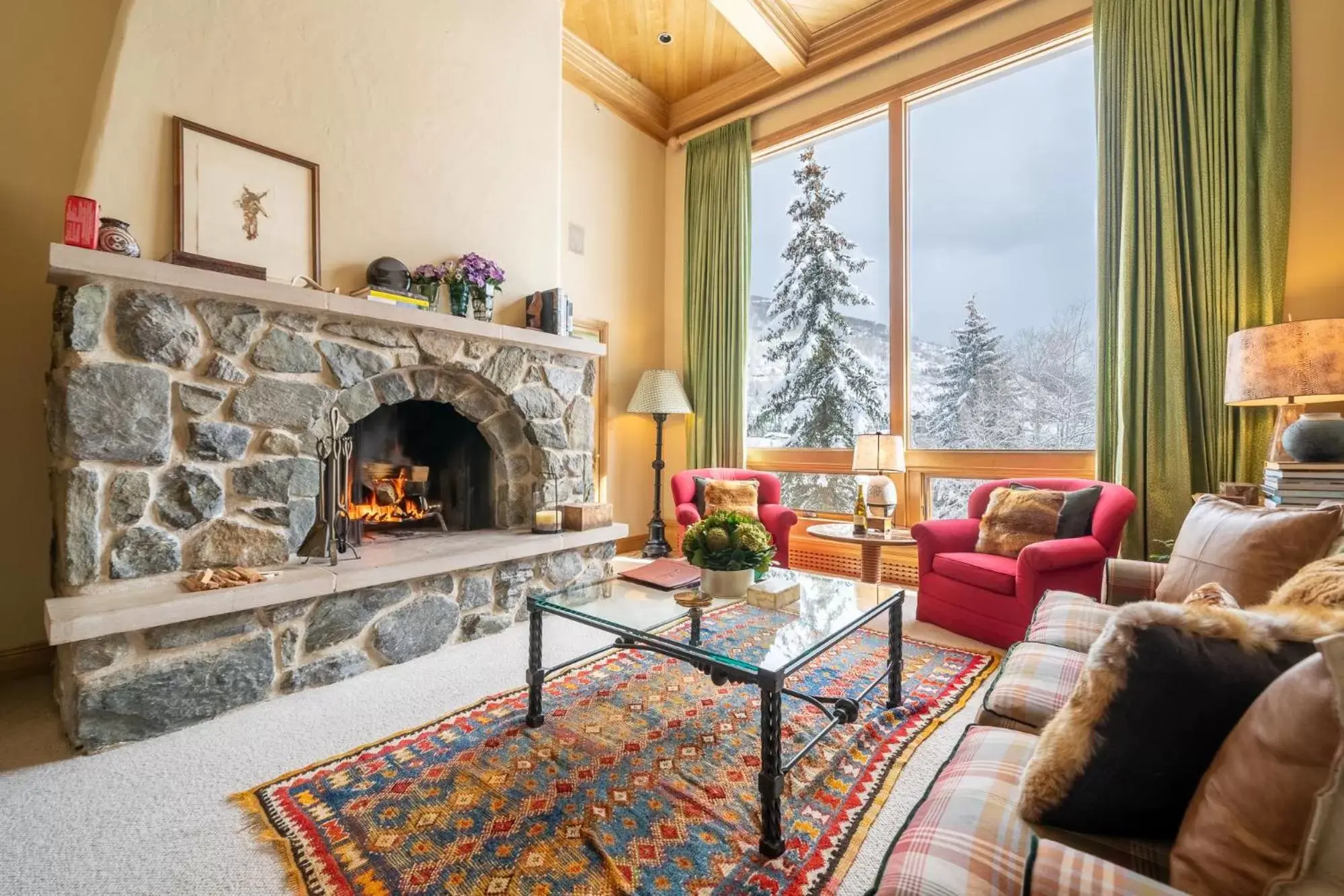 Winter, Seating Area in Lodge at Vail Condominiums