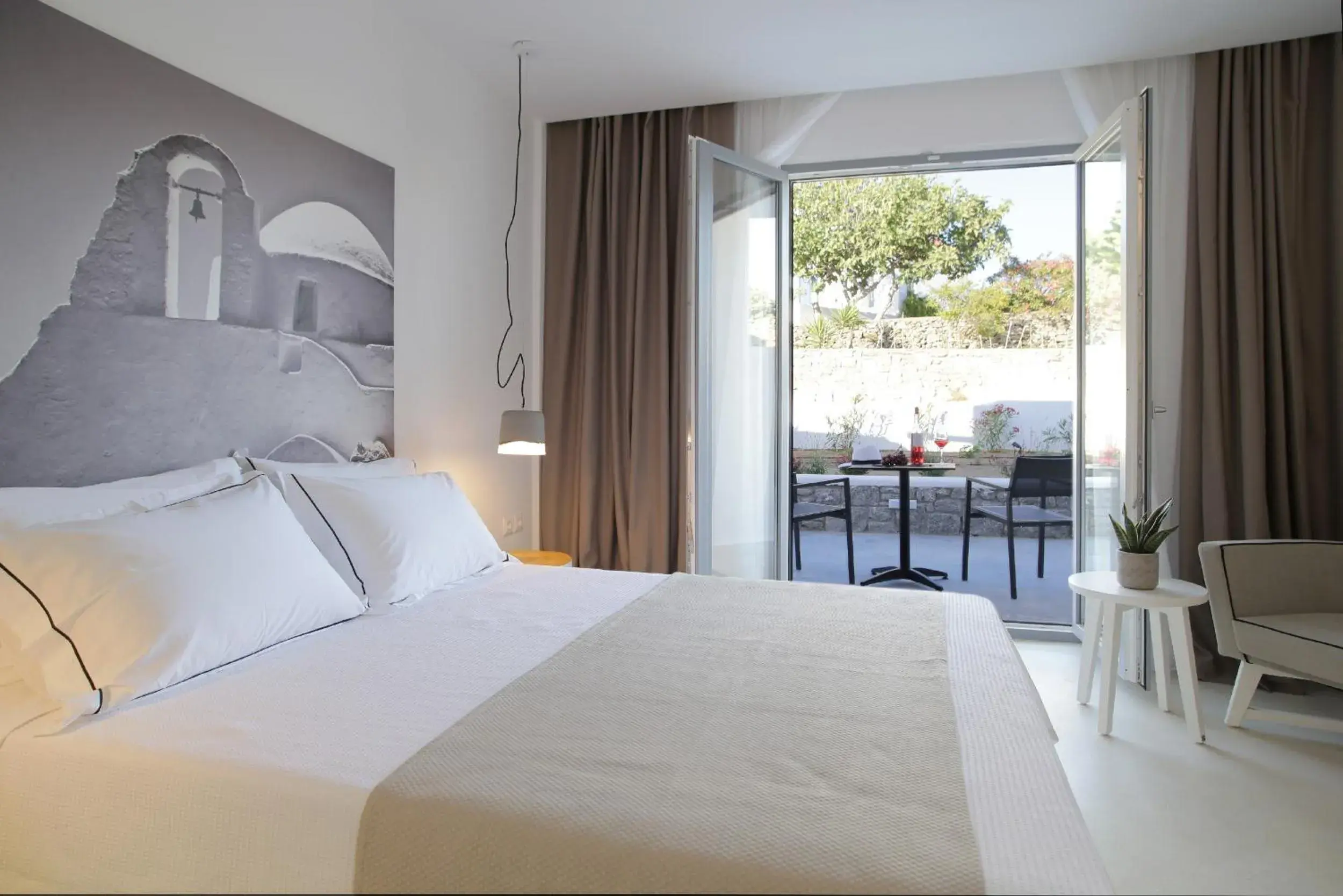 Bed in Livin Mykonos Hotel