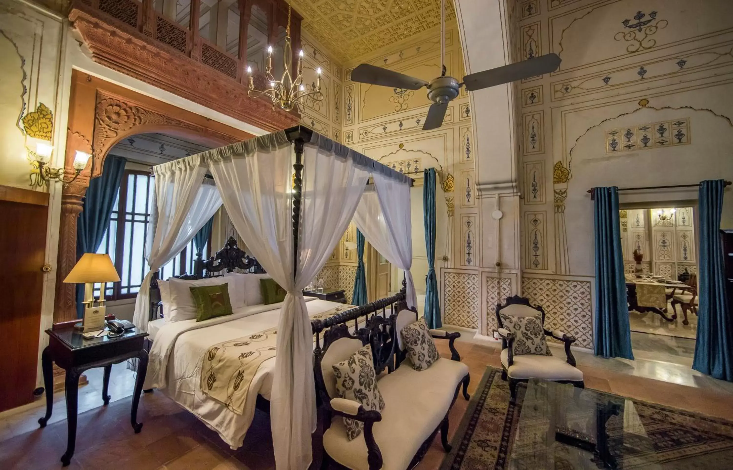 Bed in The Laxmi Niwas Palace Bed in The Laxmi Niwas Palace