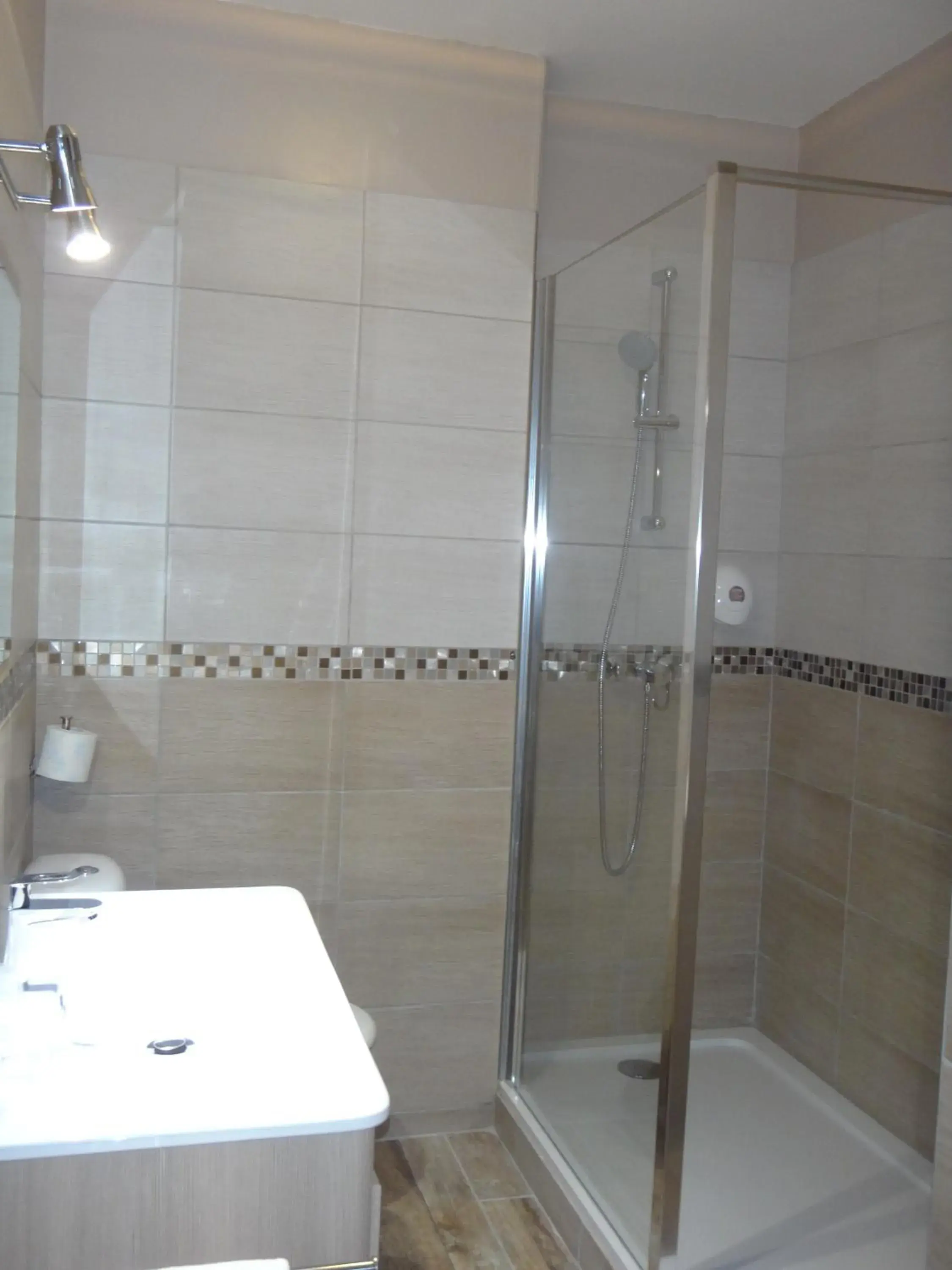 Shower, Bathroom in Hotel du Centre - Restaurant le P'tit Gourmet
