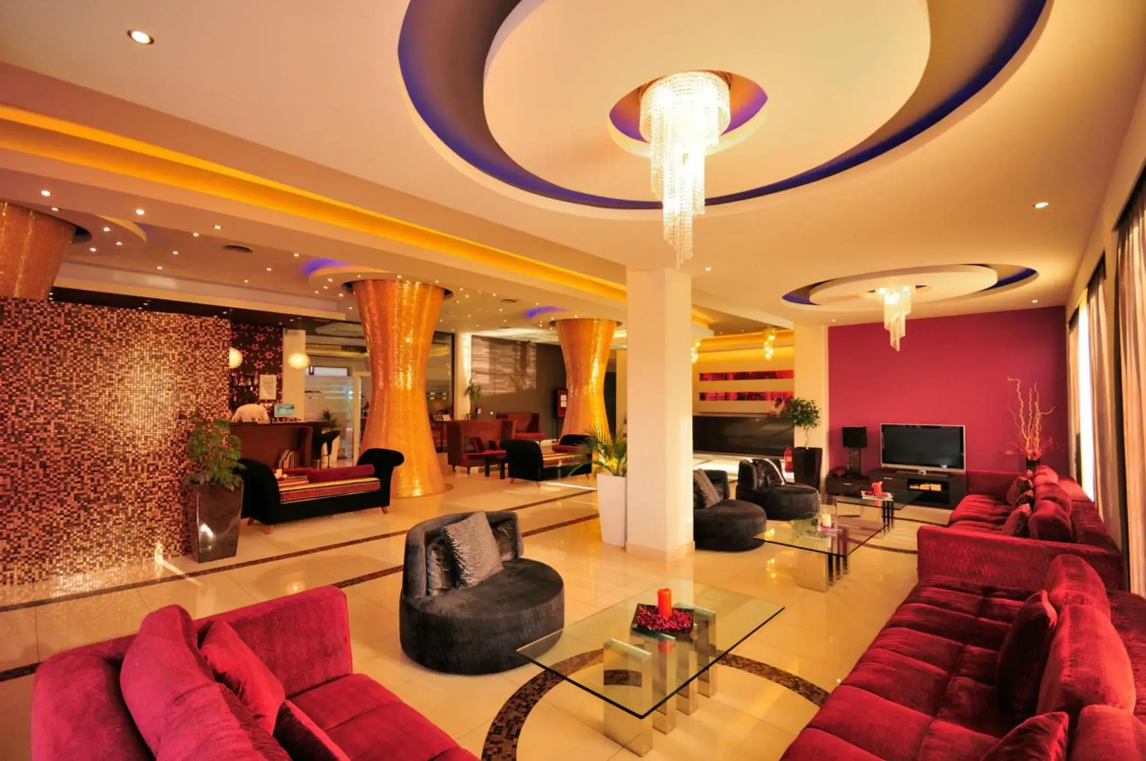 Communal lounge/ TV room, Lobby/Reception in Afandou Bay Resort Suites
