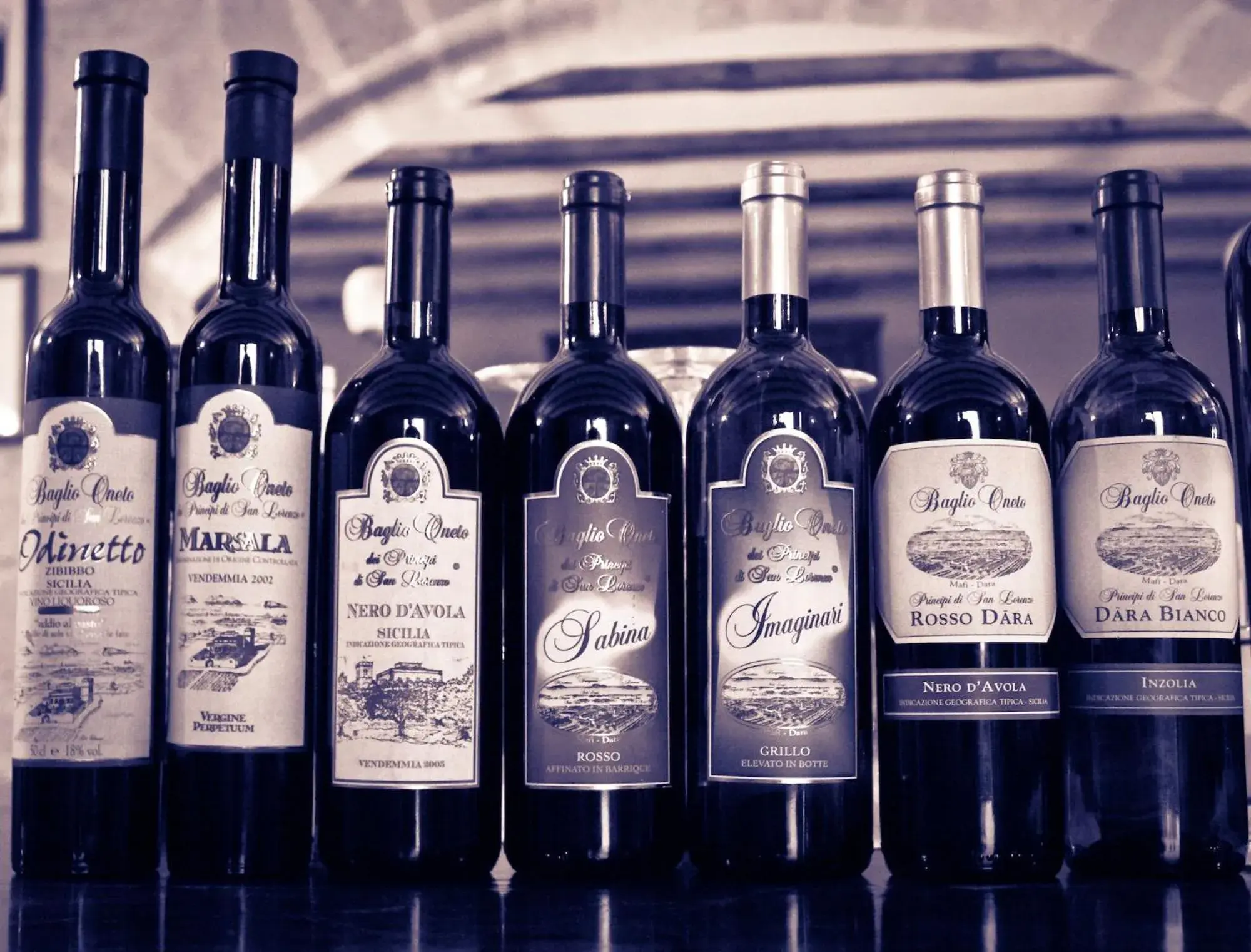 Alcoholic drinks in Hotel Baglio Oneto dei Principi di San Lorenzo - Luxury Wine Resort