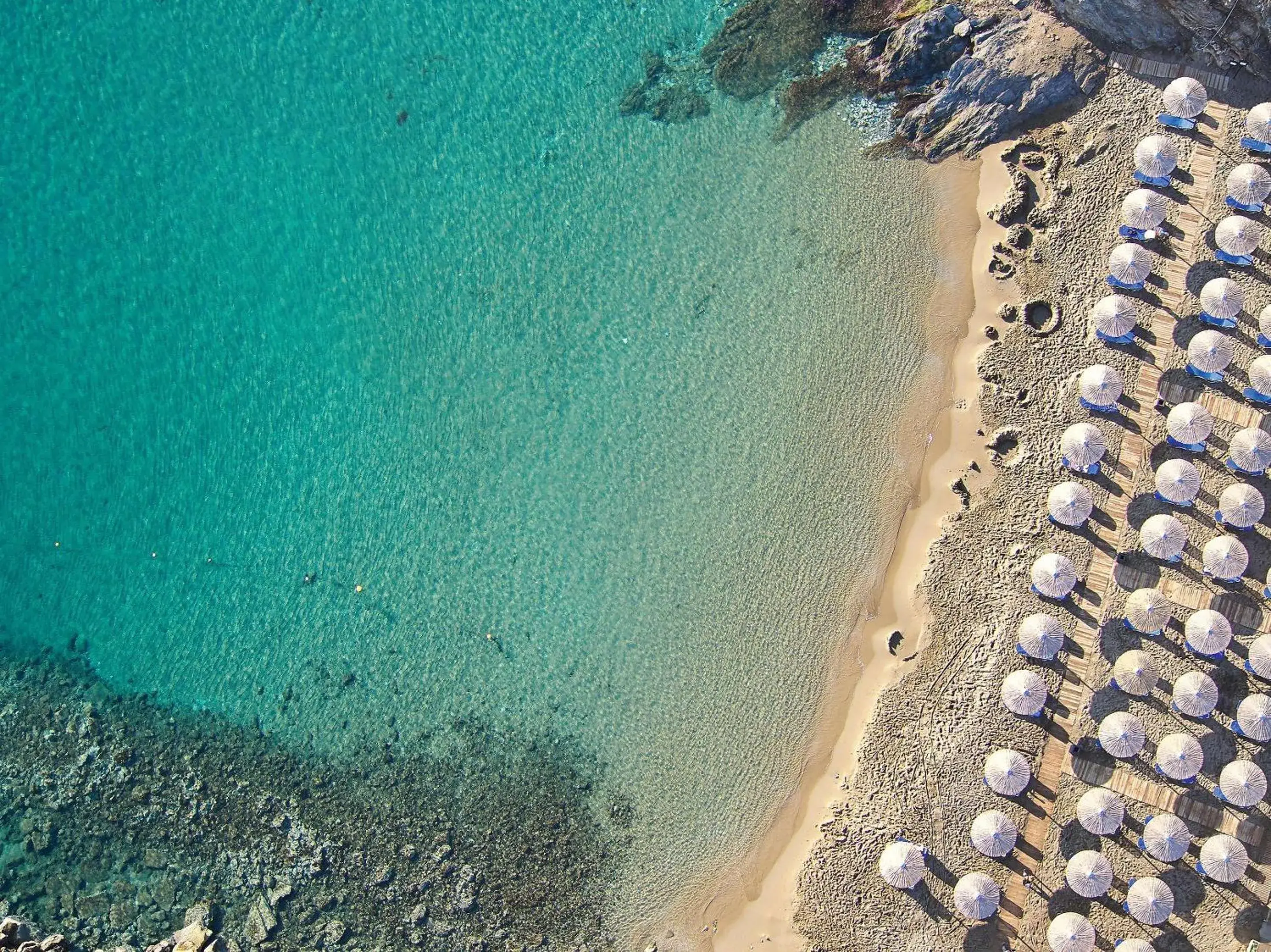 Beach, Bird's-eye View in Grecotel Marine Palace & Aqua Park