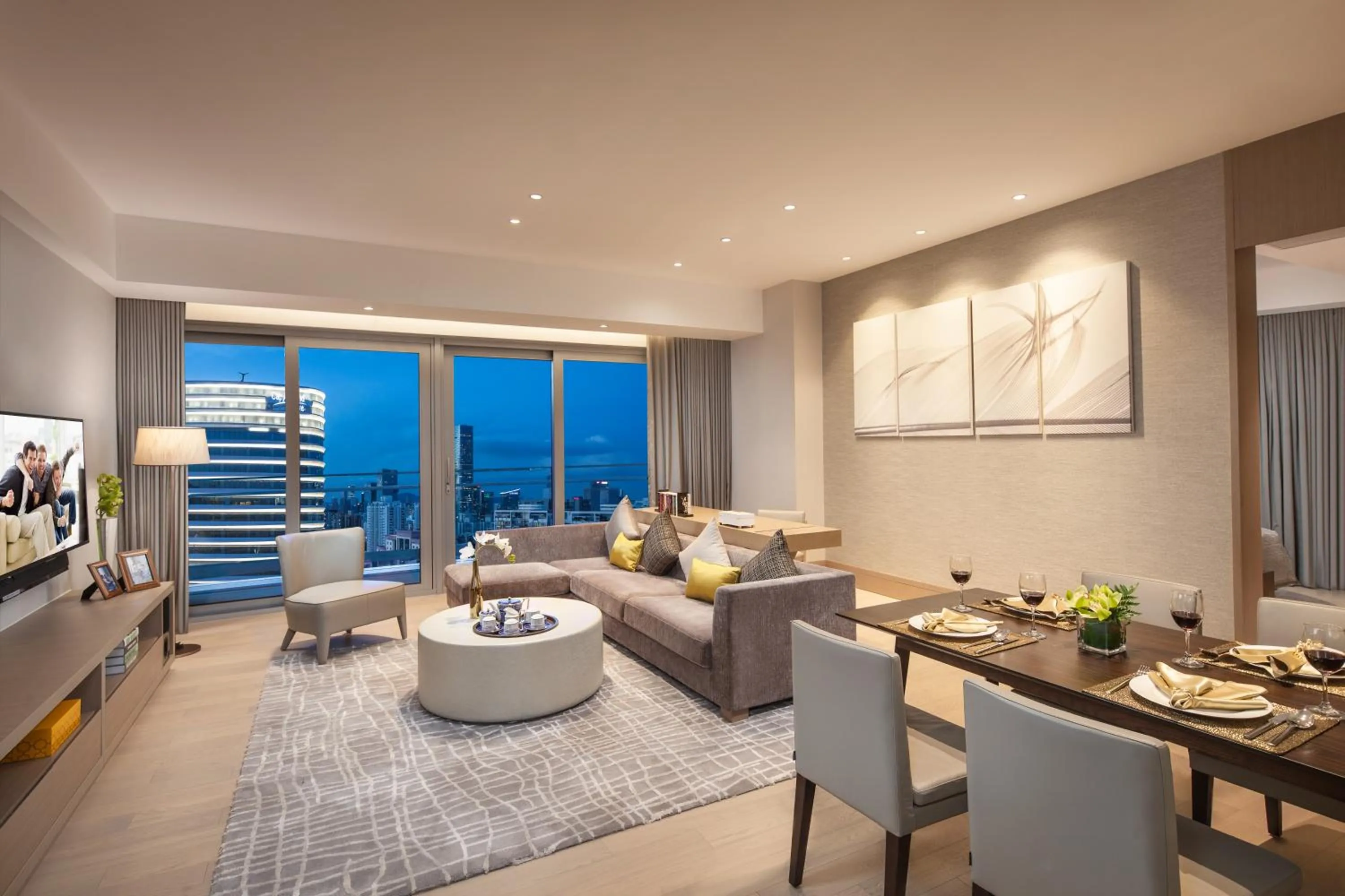 Living room in Ascott Raffles City Shenzhen