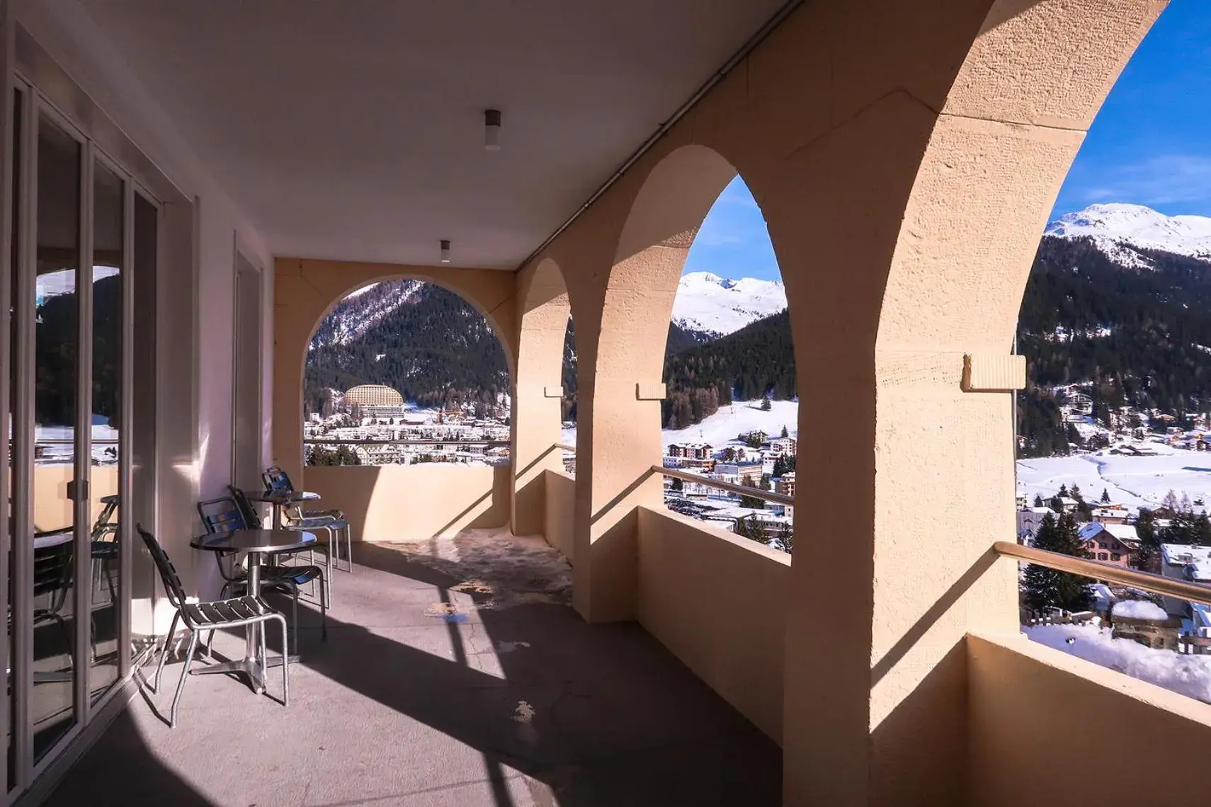 Winter, Balcony/Terrace in Davos Youth Hostel