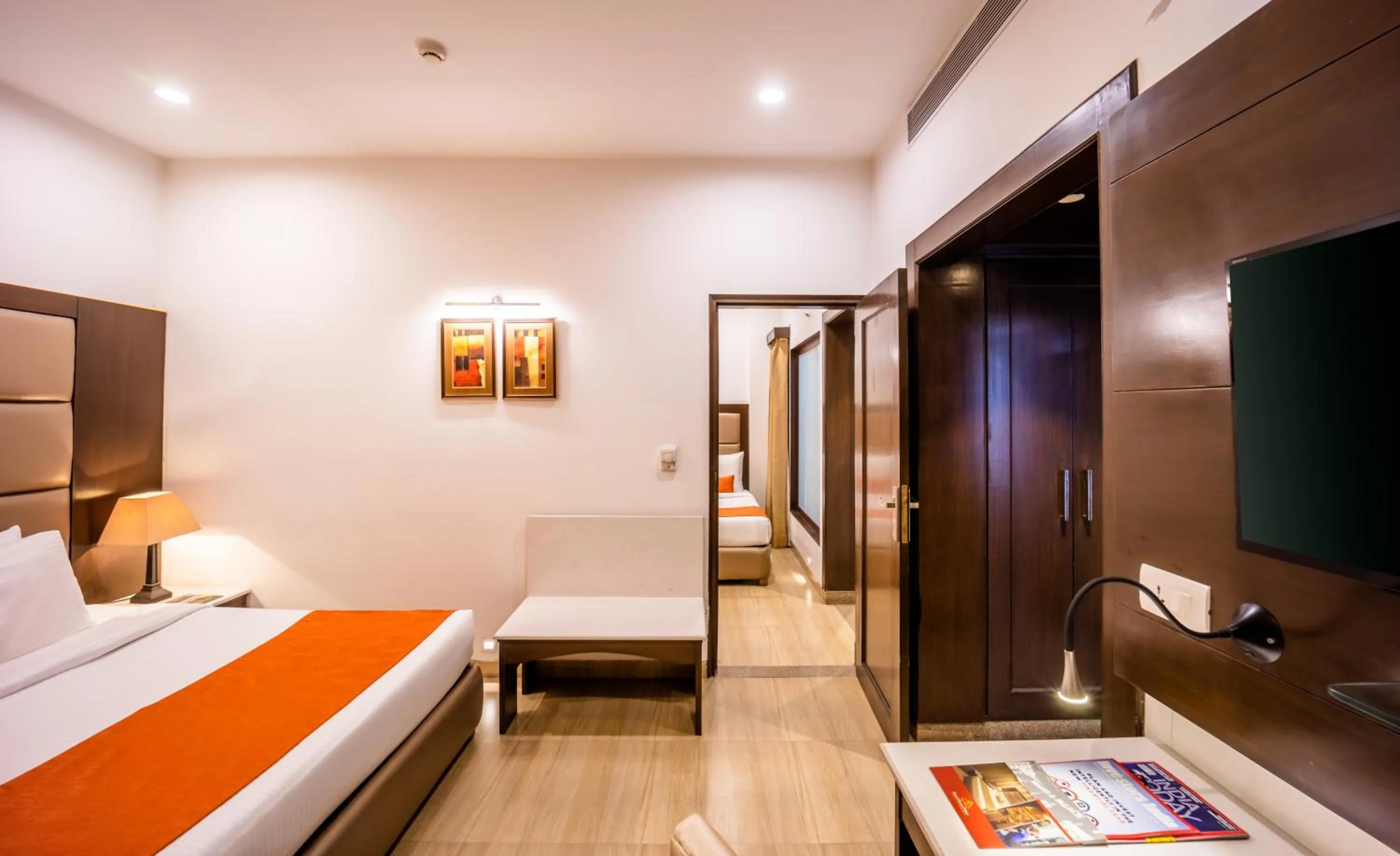 Photo of the whole room, Bed in Hotel Shanti Palace Mahipalpur