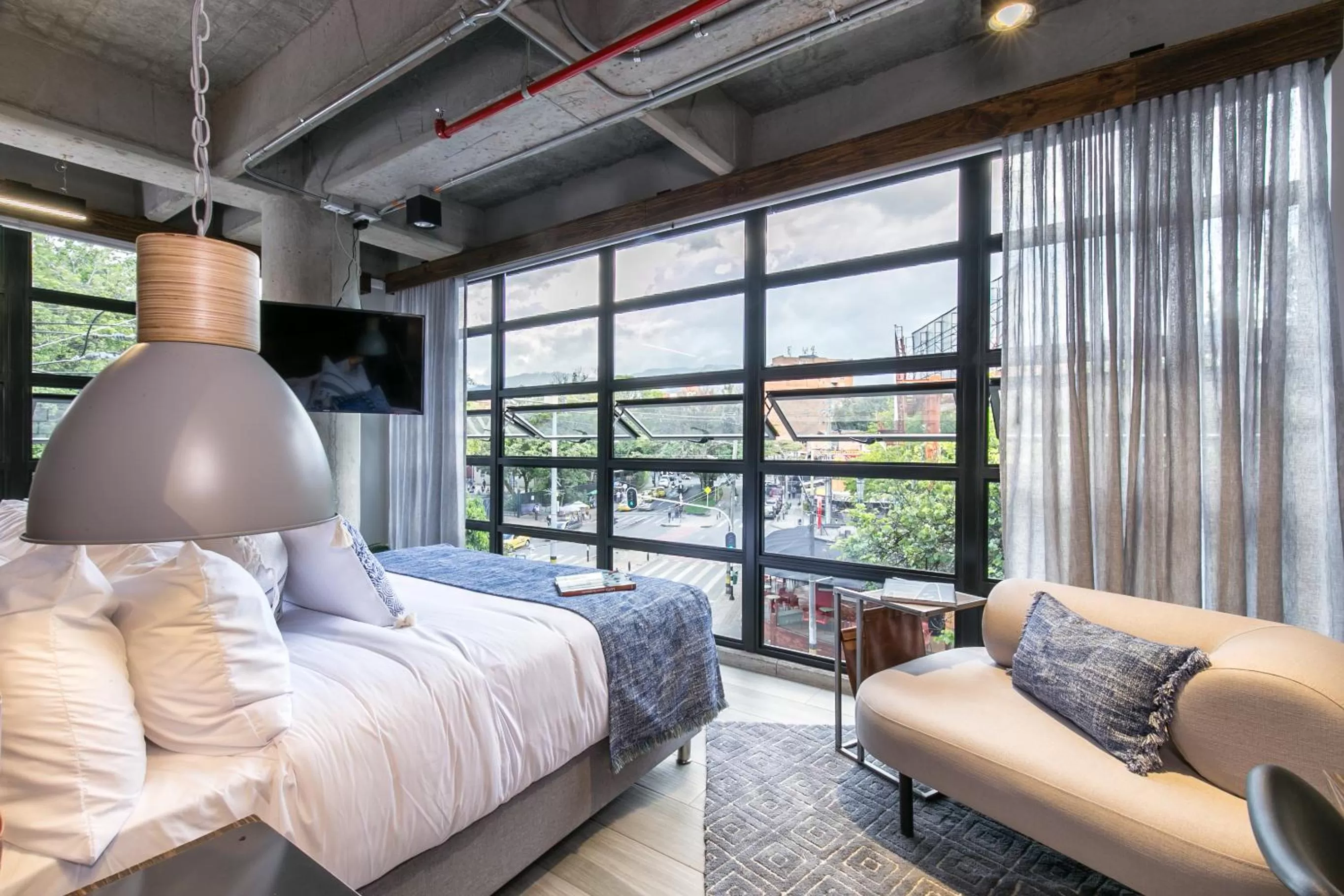 Bed in Factory Lofts Hotel