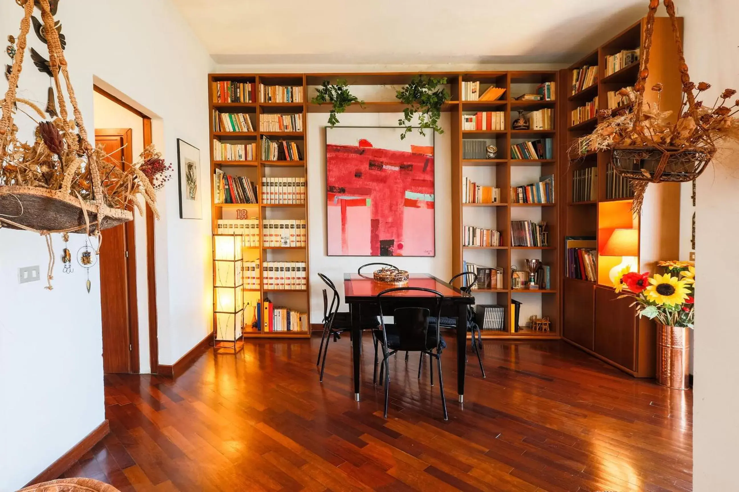 Italian breakfast, Library in Independent loft on Florence's hills