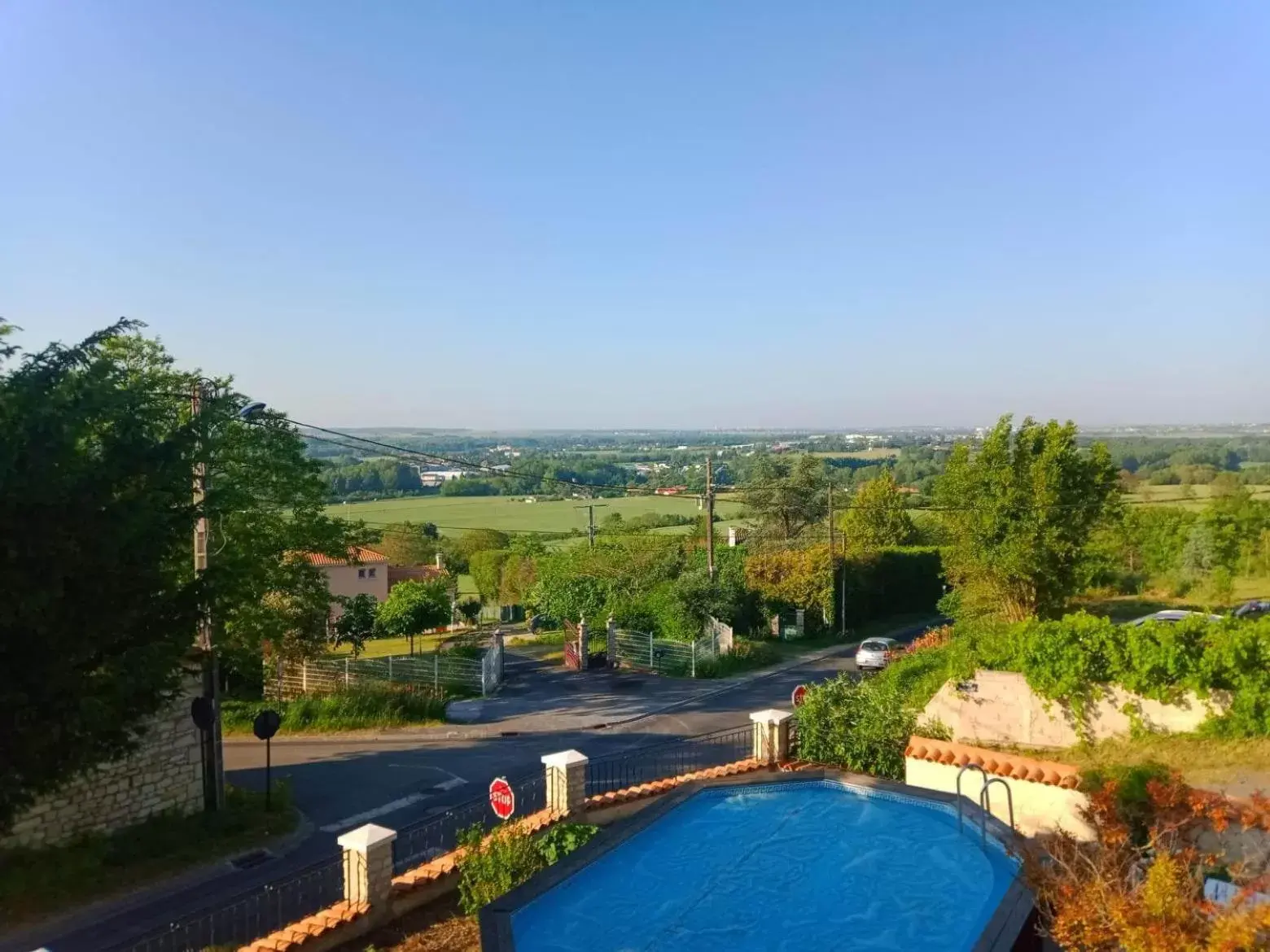 View (from property/room), Pool View in Manoir Le Cristal - Futuroscope a petit prix , grandes chambres familiales 5-6 personnes ,