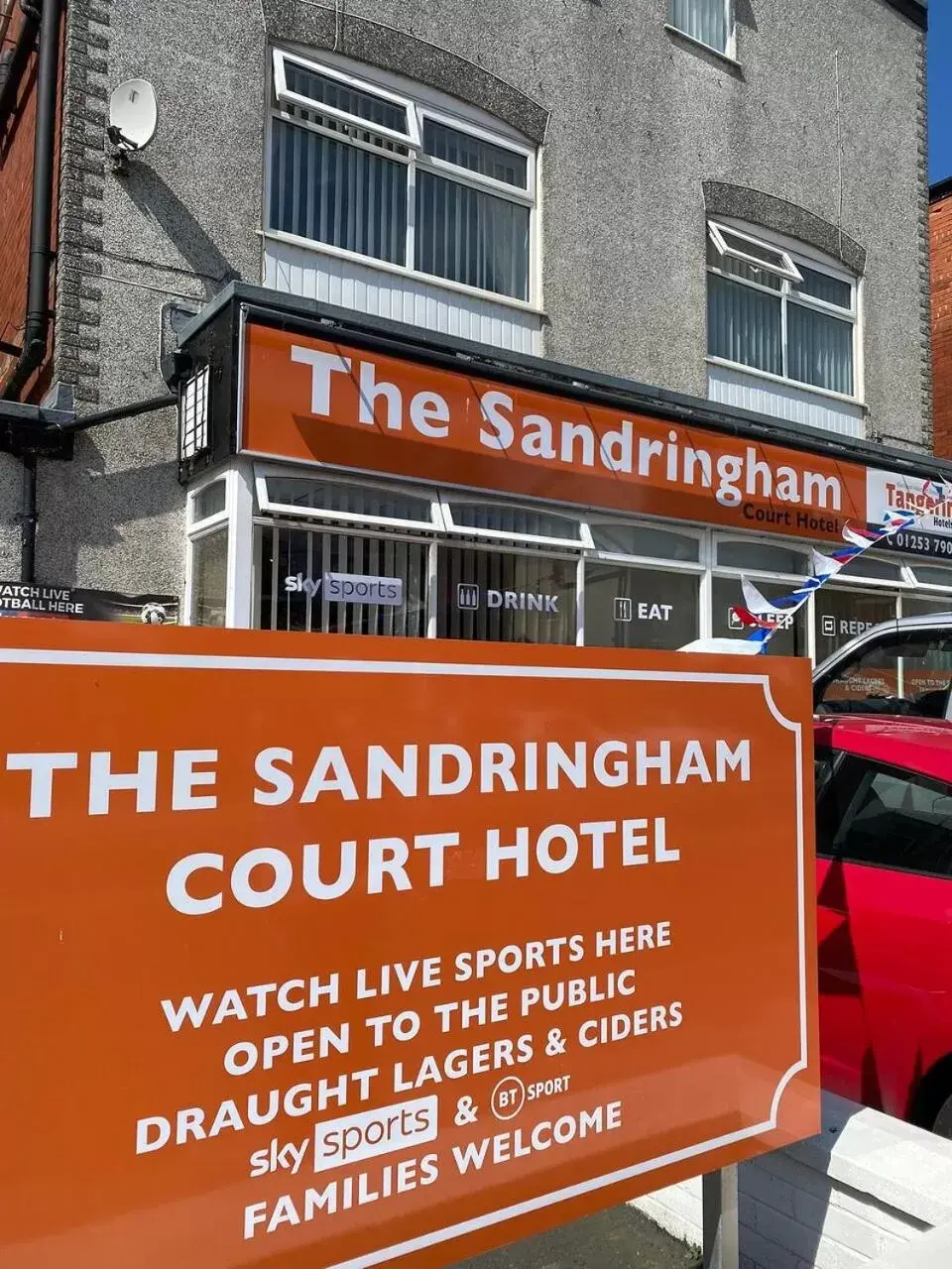 Property logo or sign in The Sandringham Court Hotel & Sports Bar-Groups Welcome here-High Speed Wi-Fi