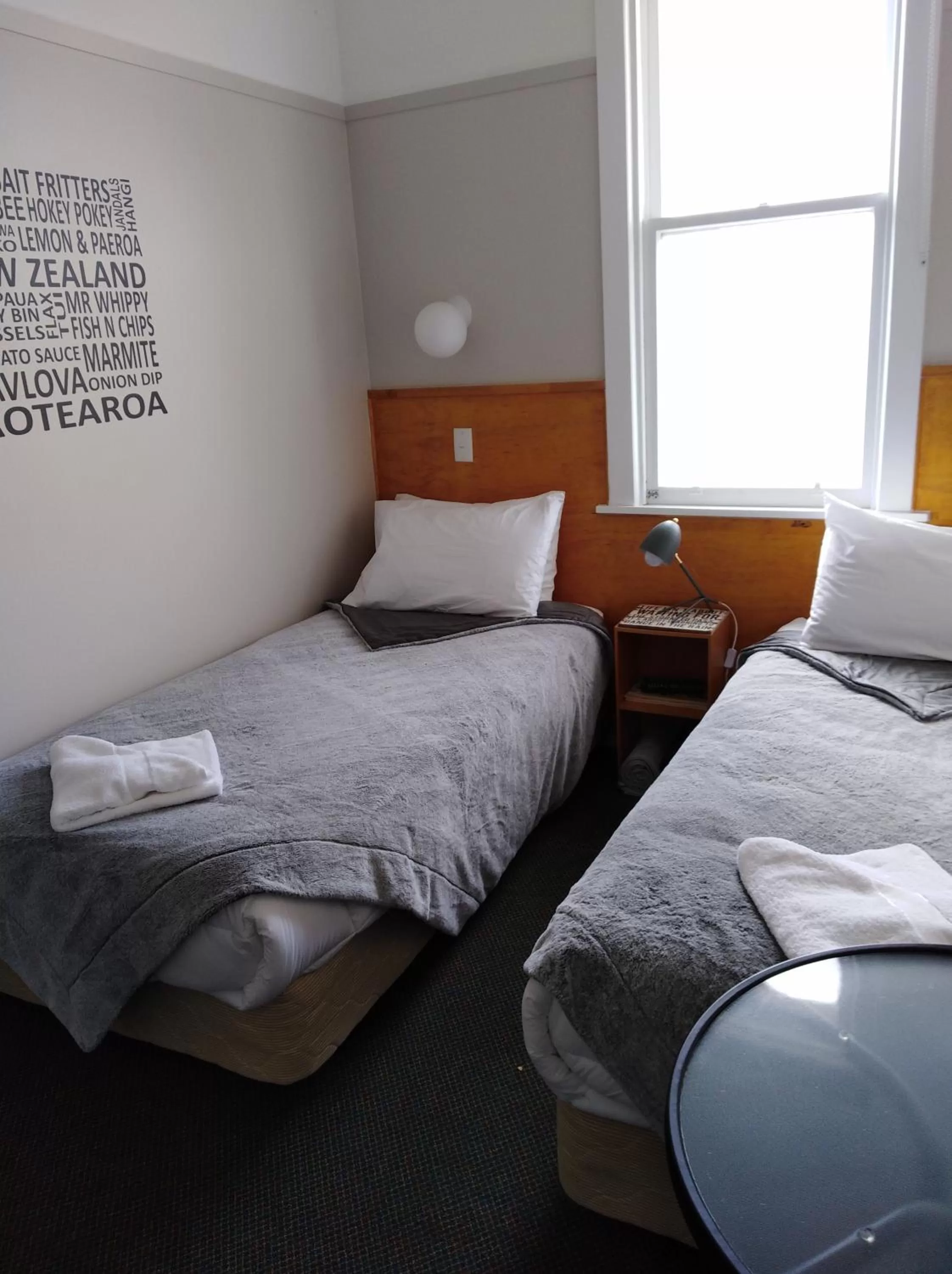 Bed in Hokitika Pioneer Hotel