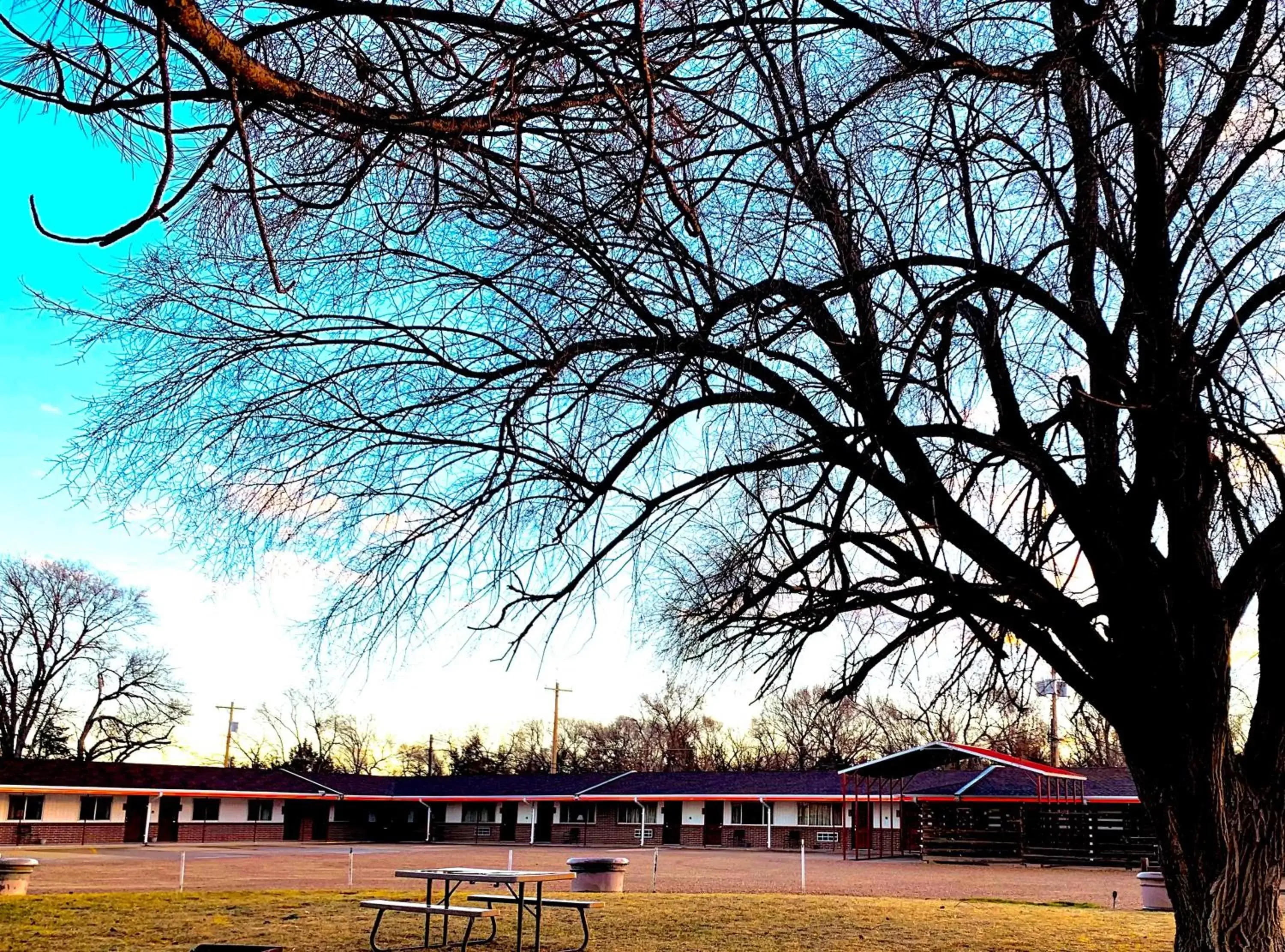 Property building, Winter in Raine Motel