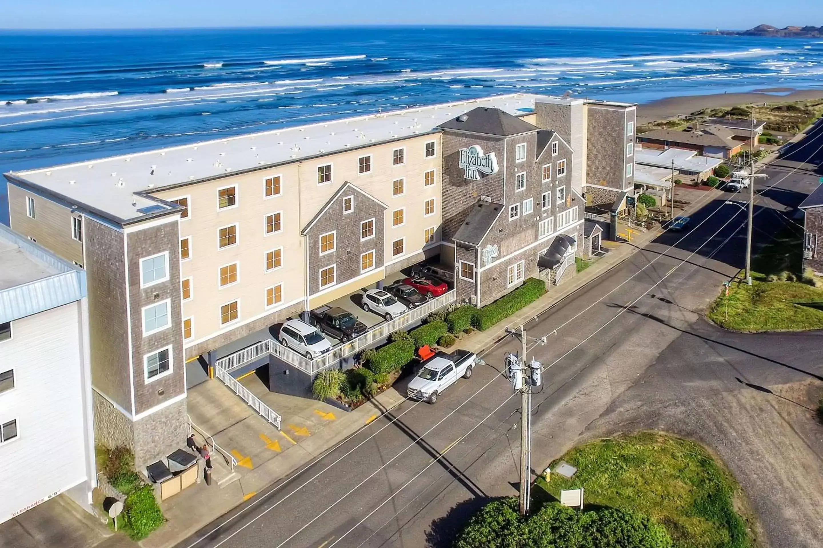 Property building, Bird's-eye View in Elizabeth Oceanfront Suites, Ascend Hotel Collection