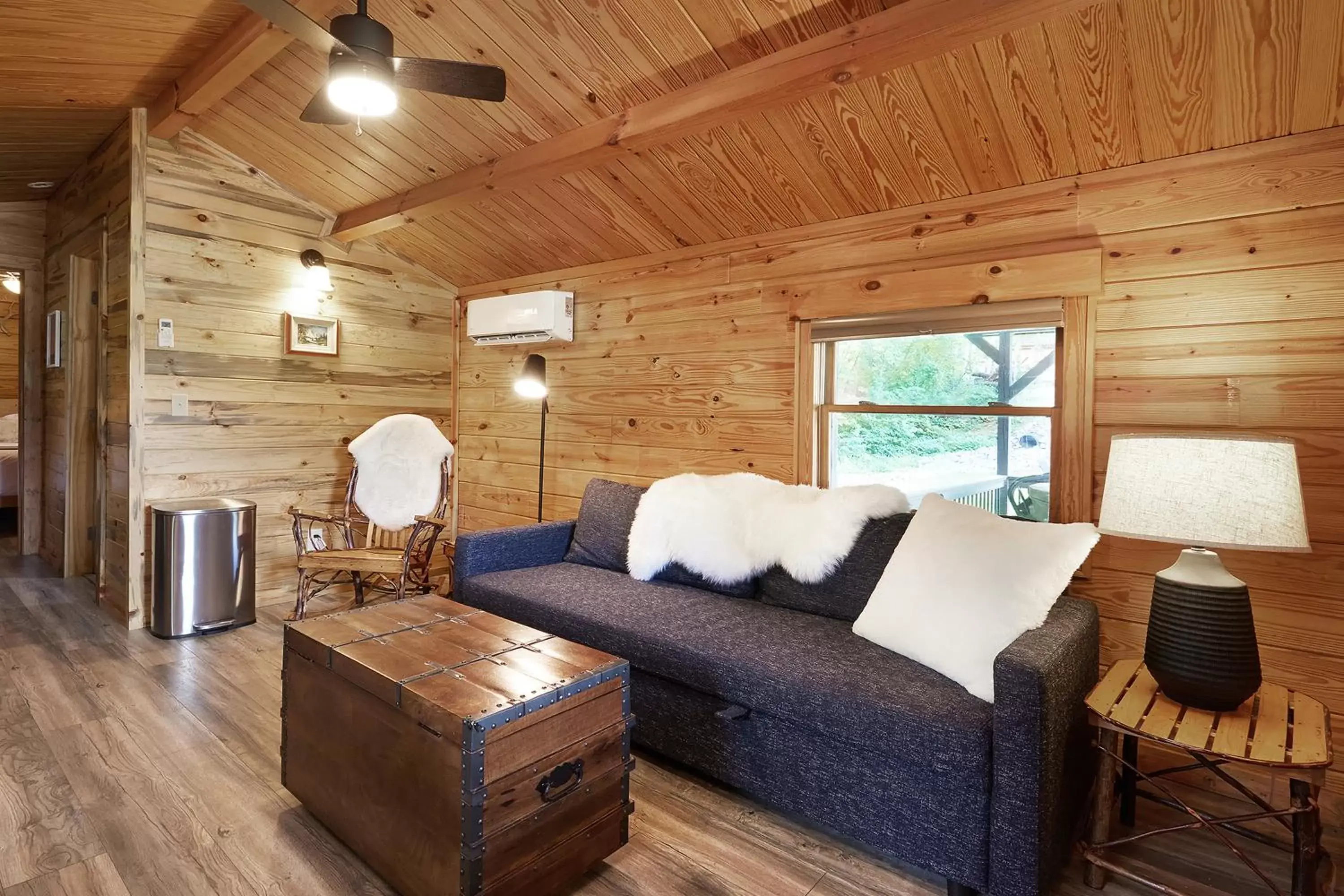 Living room, Seating Area in Asheville River Cabins