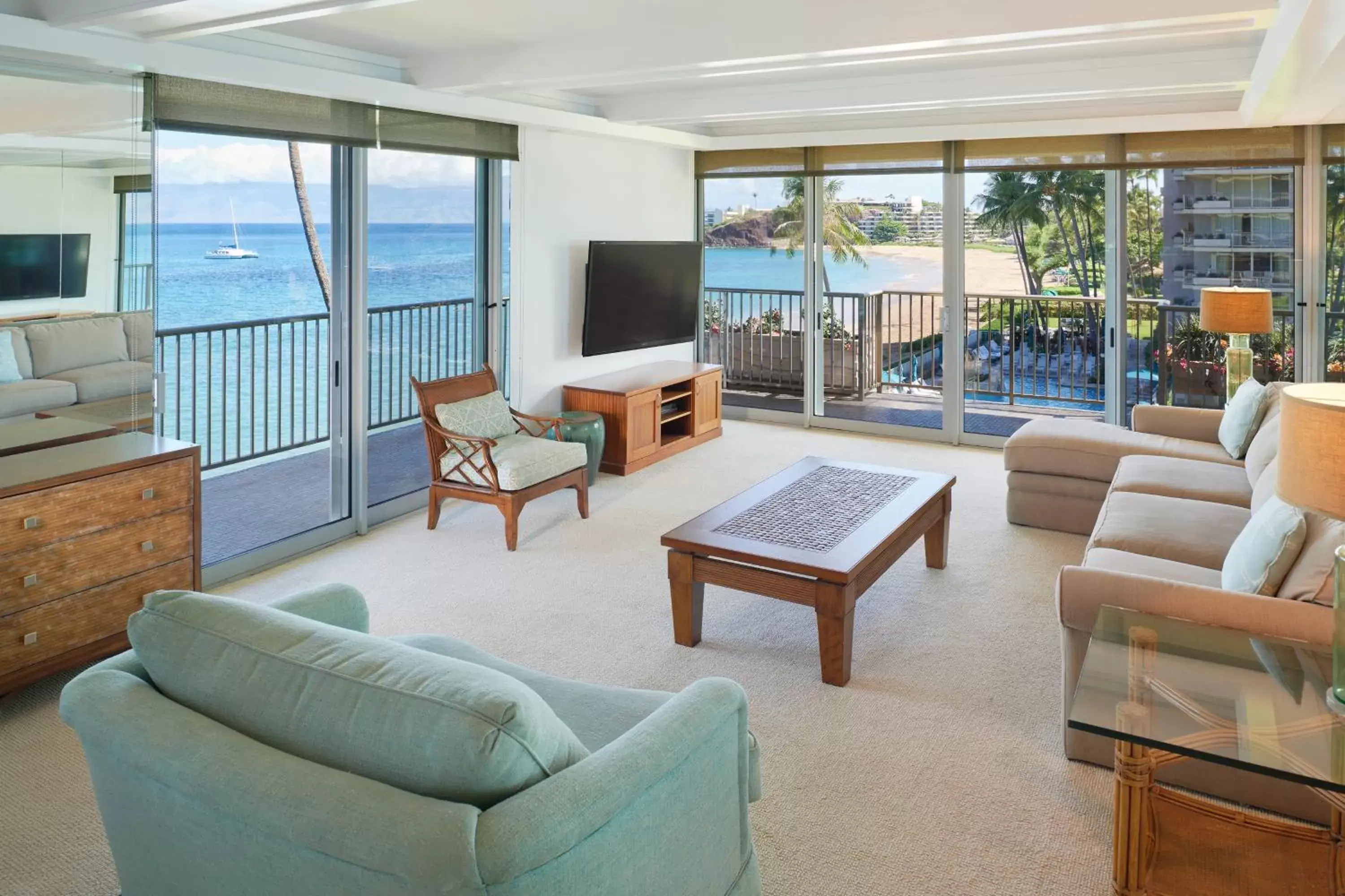 View (from property/room), Seating Area in Aston at The Whaler on Kaanapali Beach