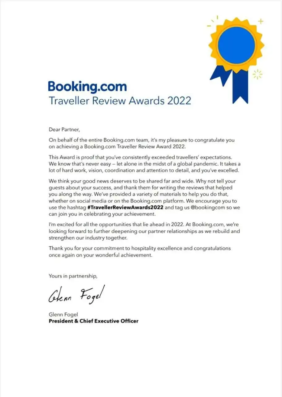 Certificate/Award in Evershine Resort & Spa