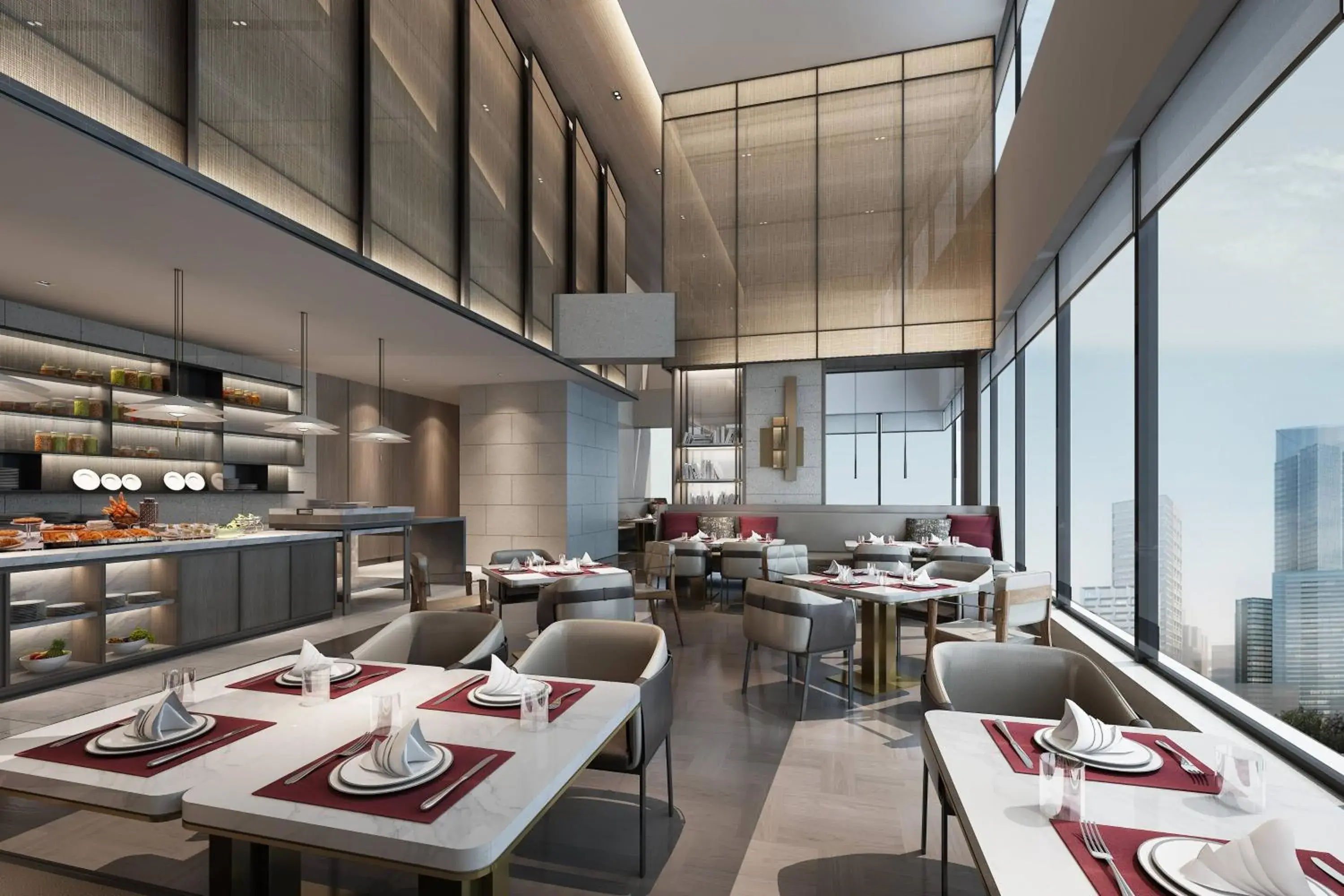 Lounge or bar, Restaurant/Places to Eat in Wuhan Marriott Hotel Hankou