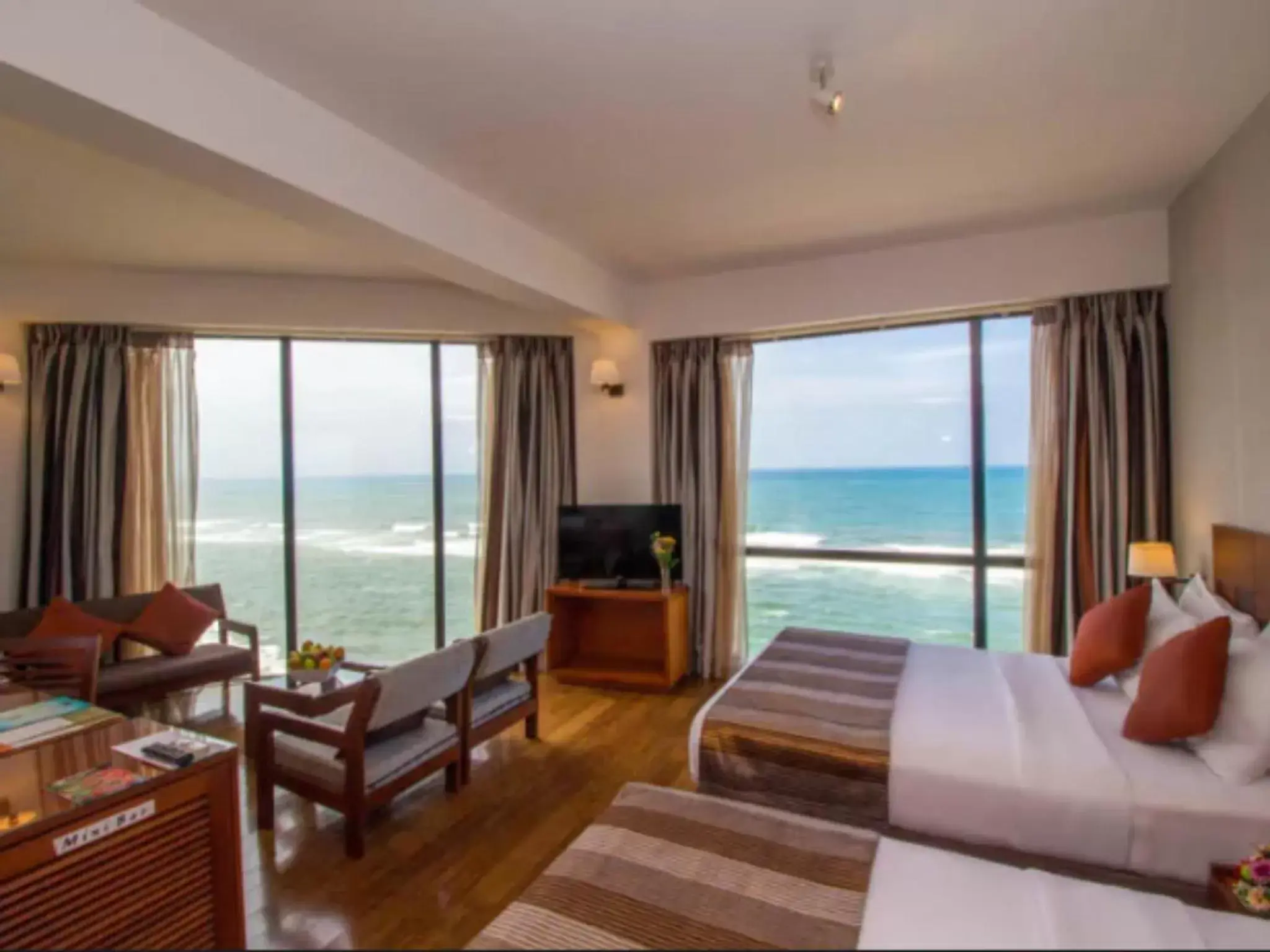 View (from property/room), Bed in The Ocean Colombo - Guaranteed Sea View Rooms View (from property/room), Bed in The Ocean Colombo - Guaranteed Sea View Rooms