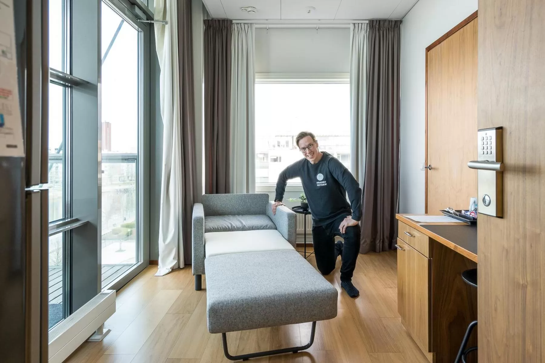 Bed in Hiisi Hotel Helsinki Jätkäsaari