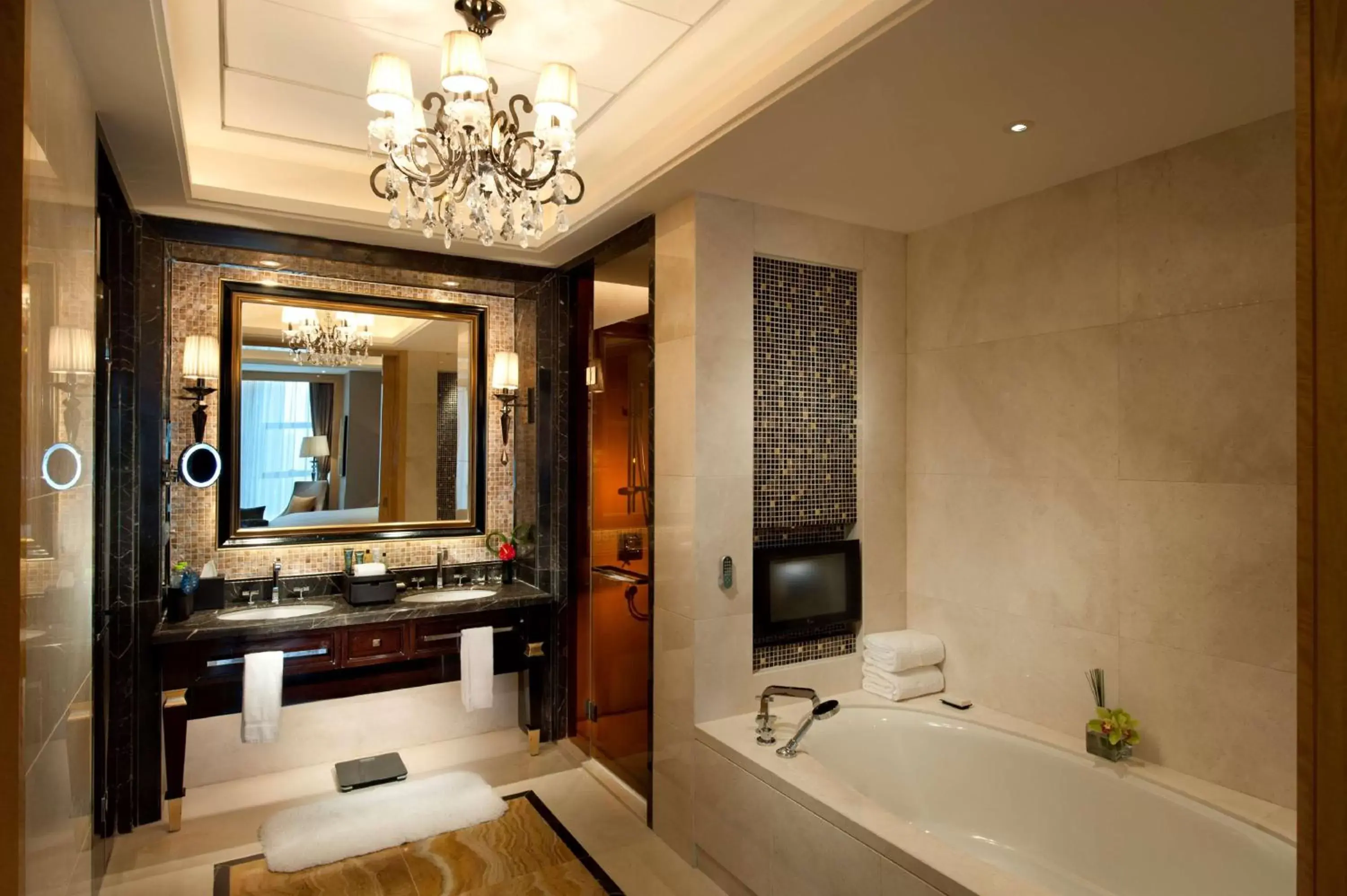 Bed, Bathroom in Hilton Nanjing