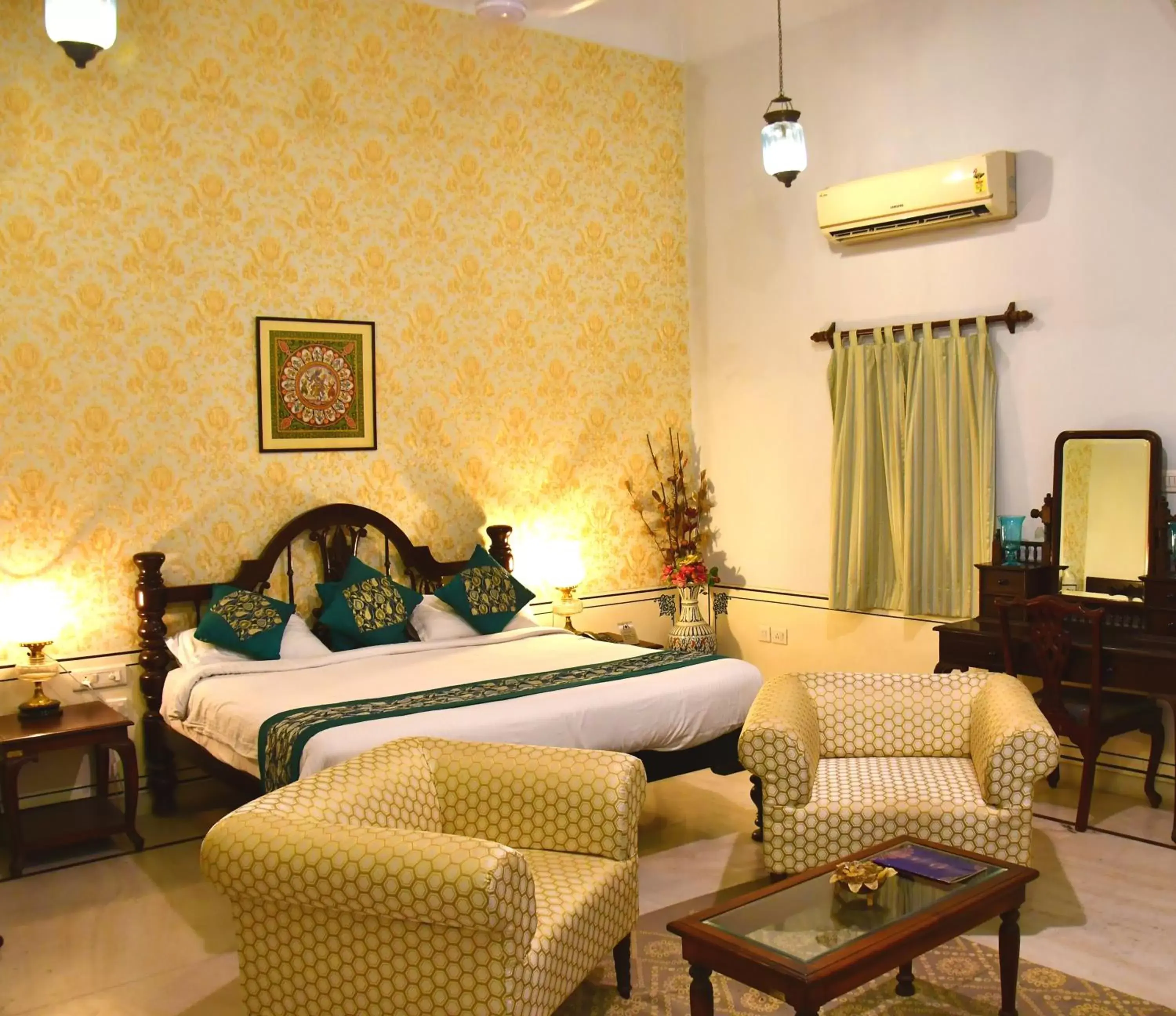 Bed in Khandela Haveli - a Boutique Heritage Hotel