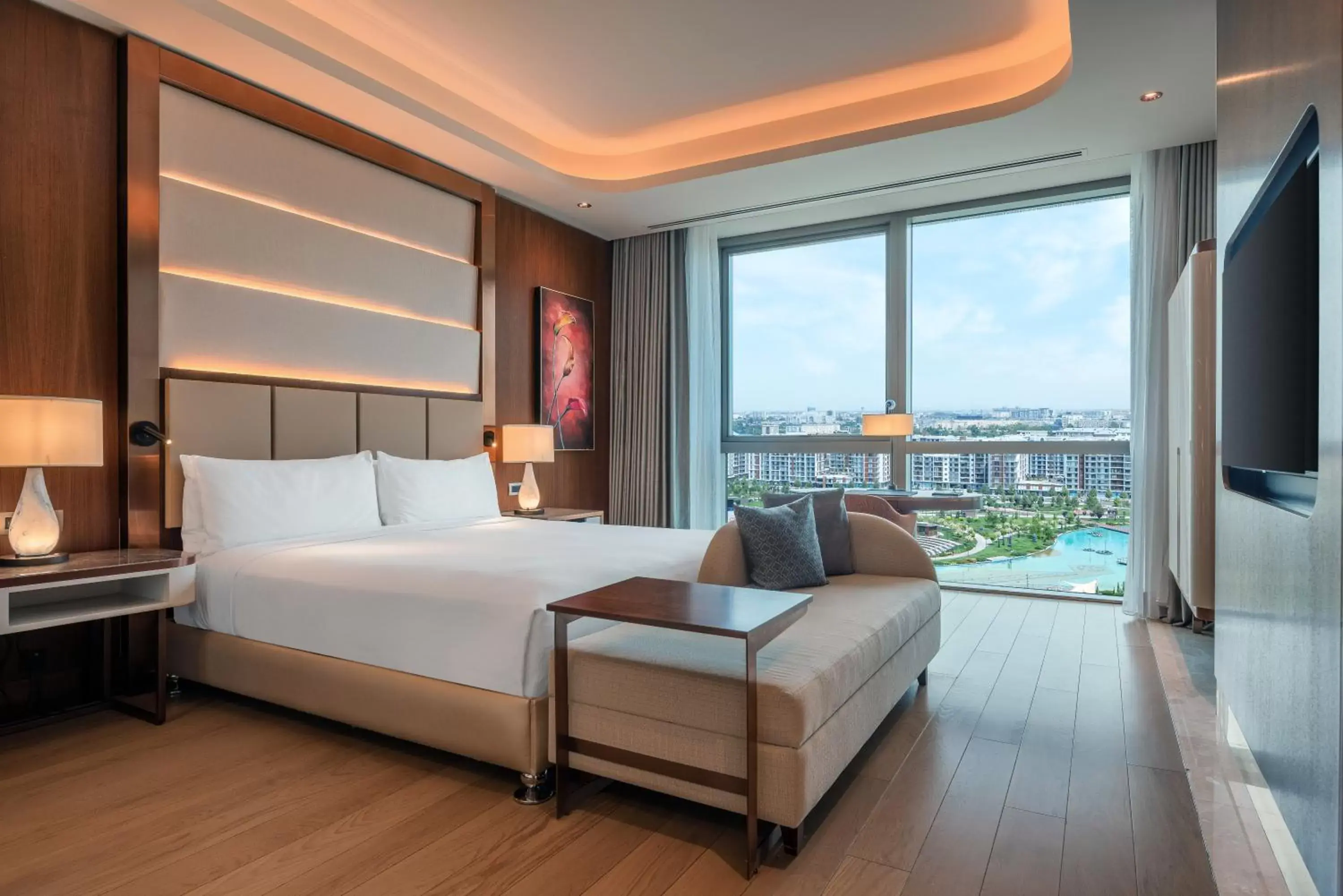 View (from property/room), Bed in Hilton Tashkent City View (from property/room), Bed in Hilton Tashkent City