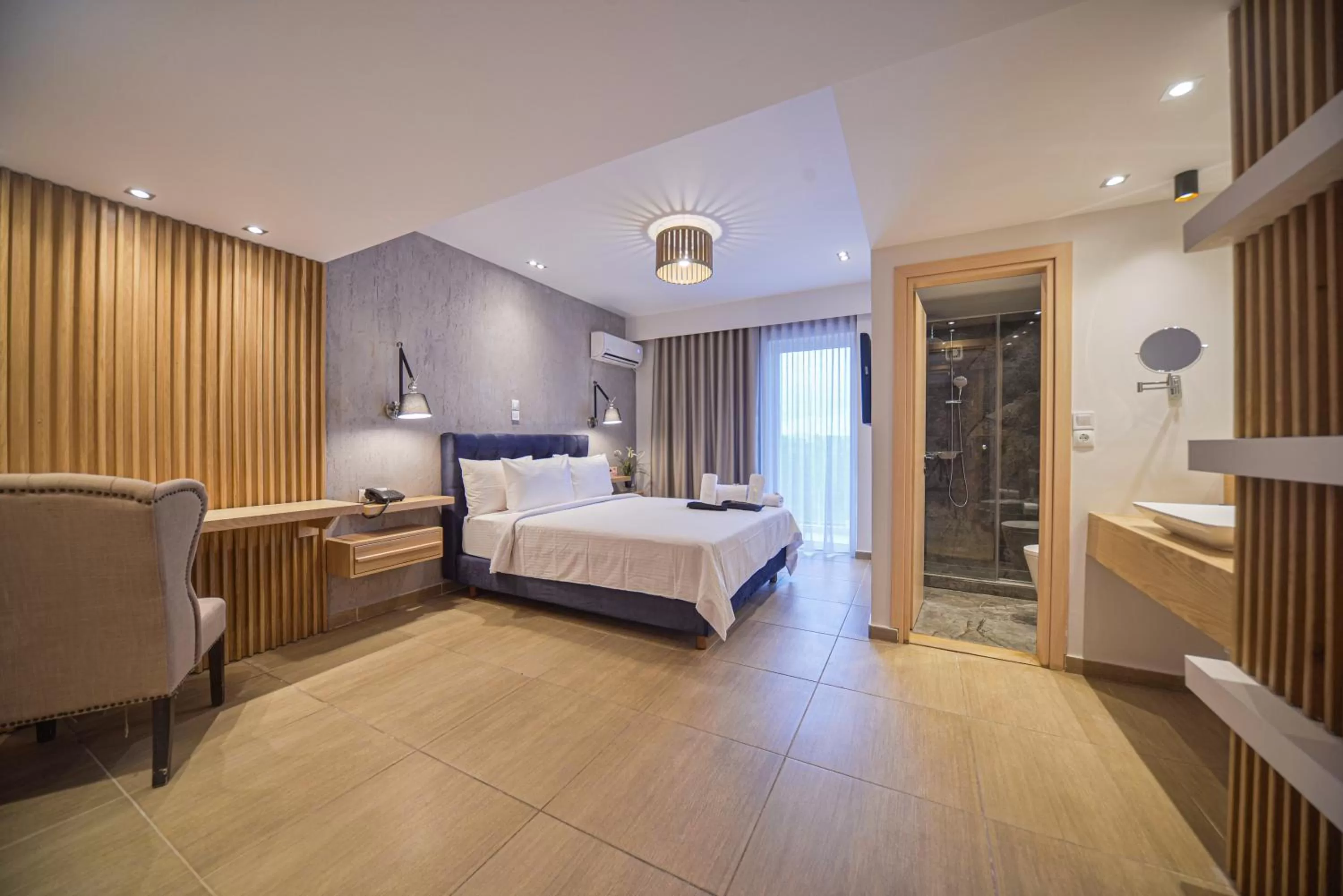 Bathroom, Bed in Anixi Hotel by AP