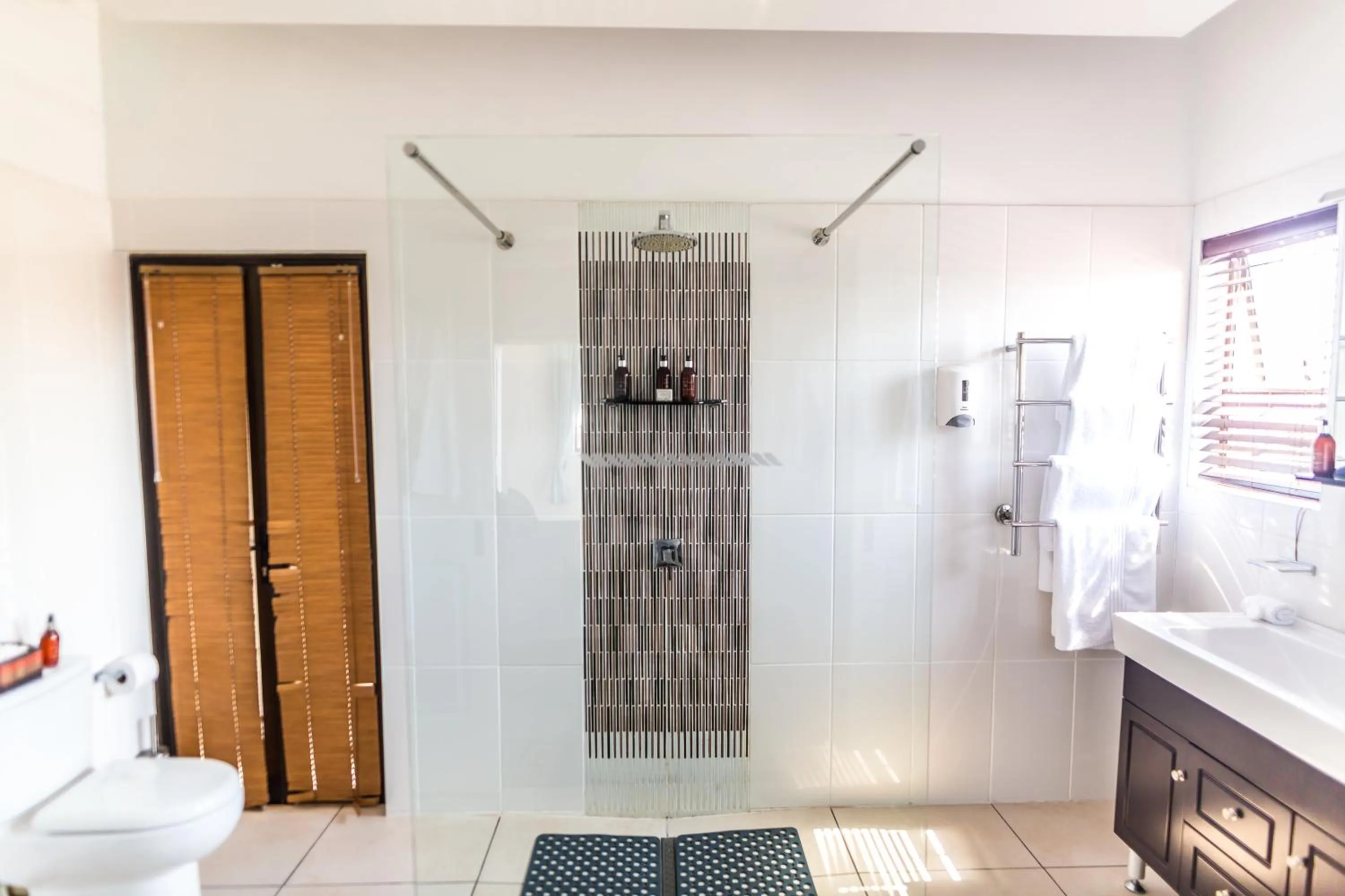 Shower in Point B Guest House -Sustainable Solar Energy