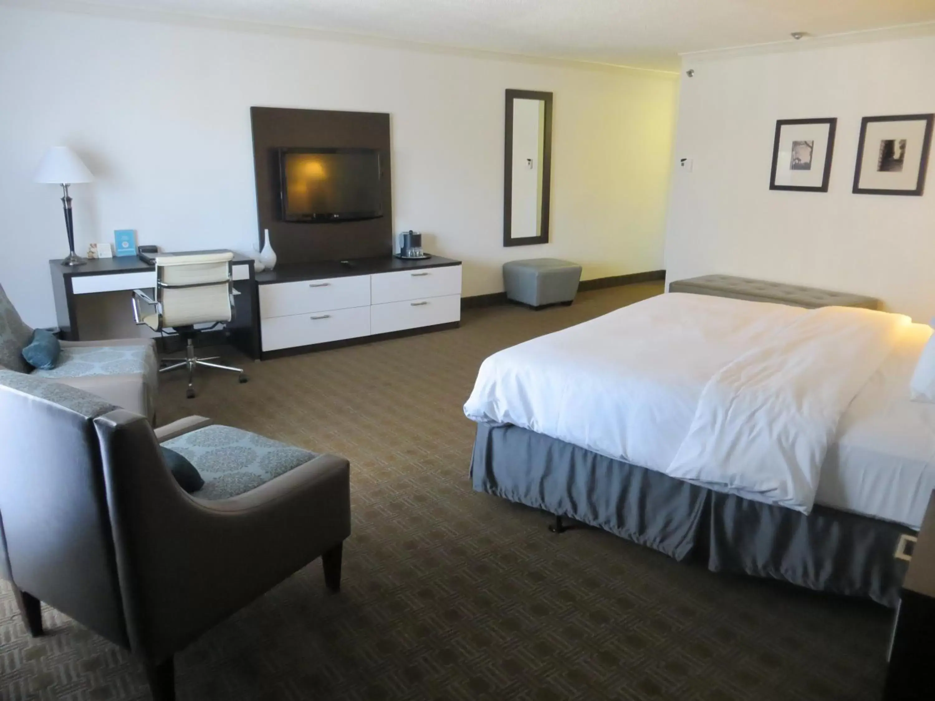 Bedroom, TV/Entertainment Center in Toronto Don Valley Hotel and Suites