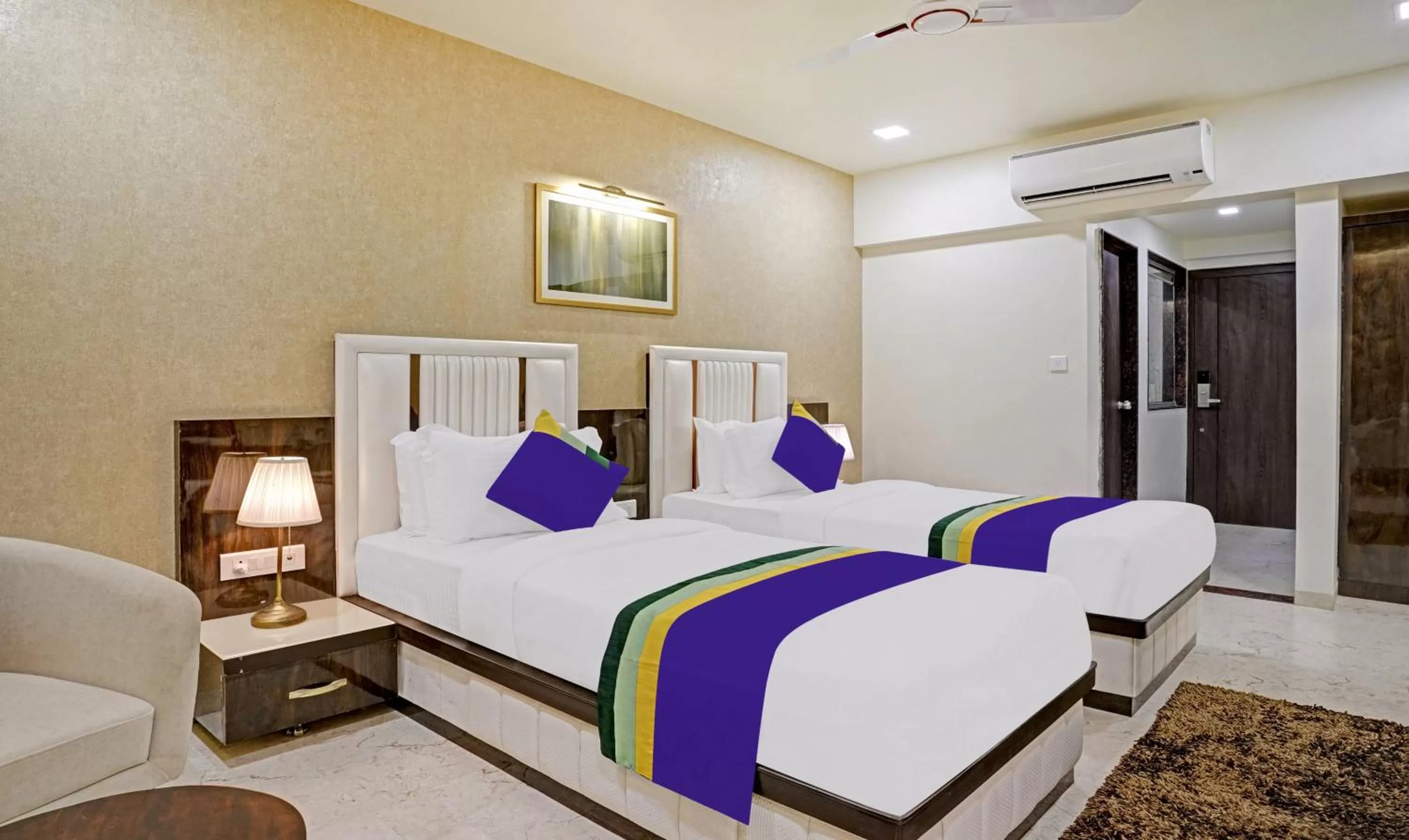Bedroom, Bed in Treebo Premium Golden Bliss Trimurti Nagar Square