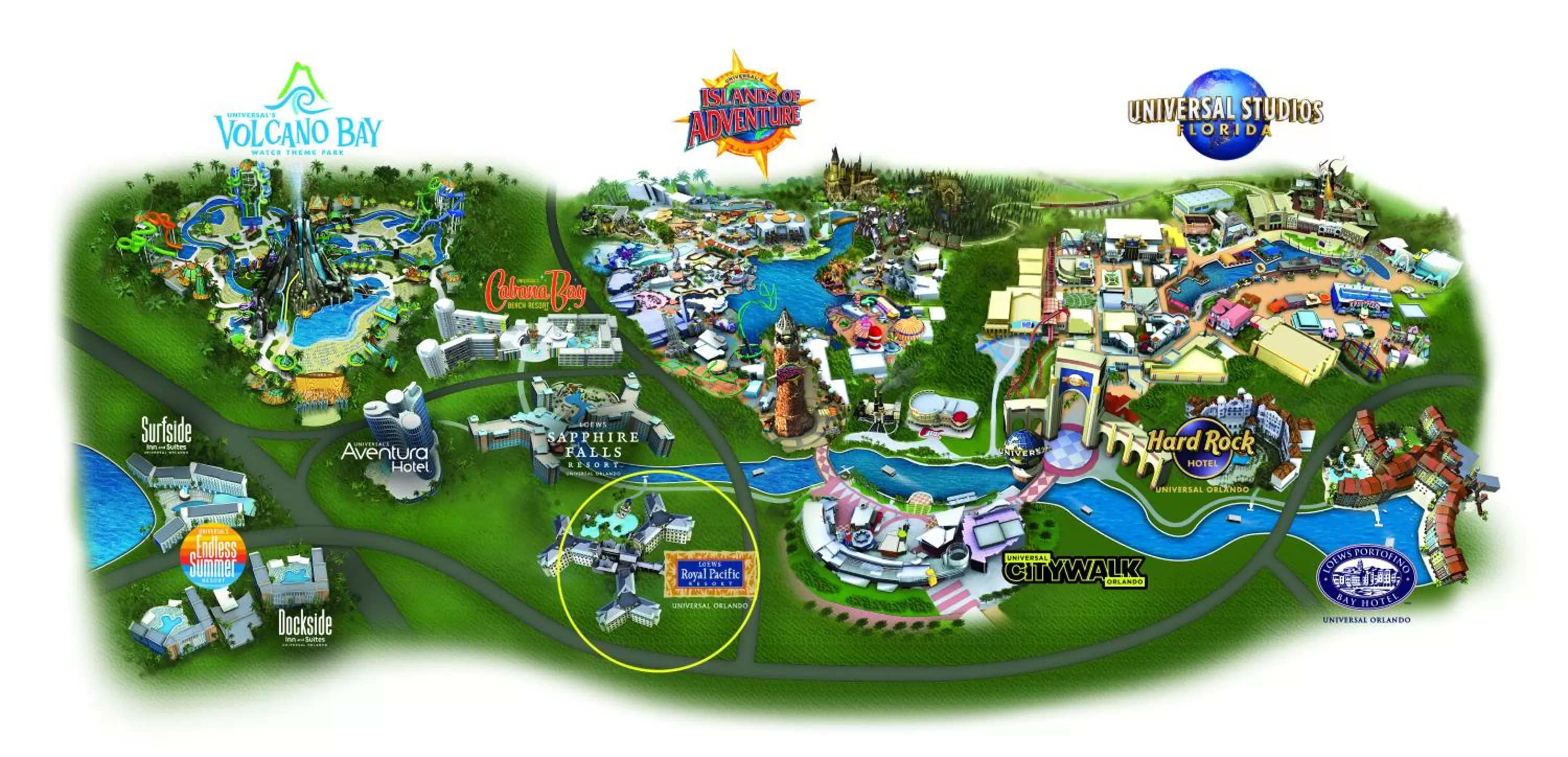 Bird's eye view in Universal's Loews Royal Pacific Resort