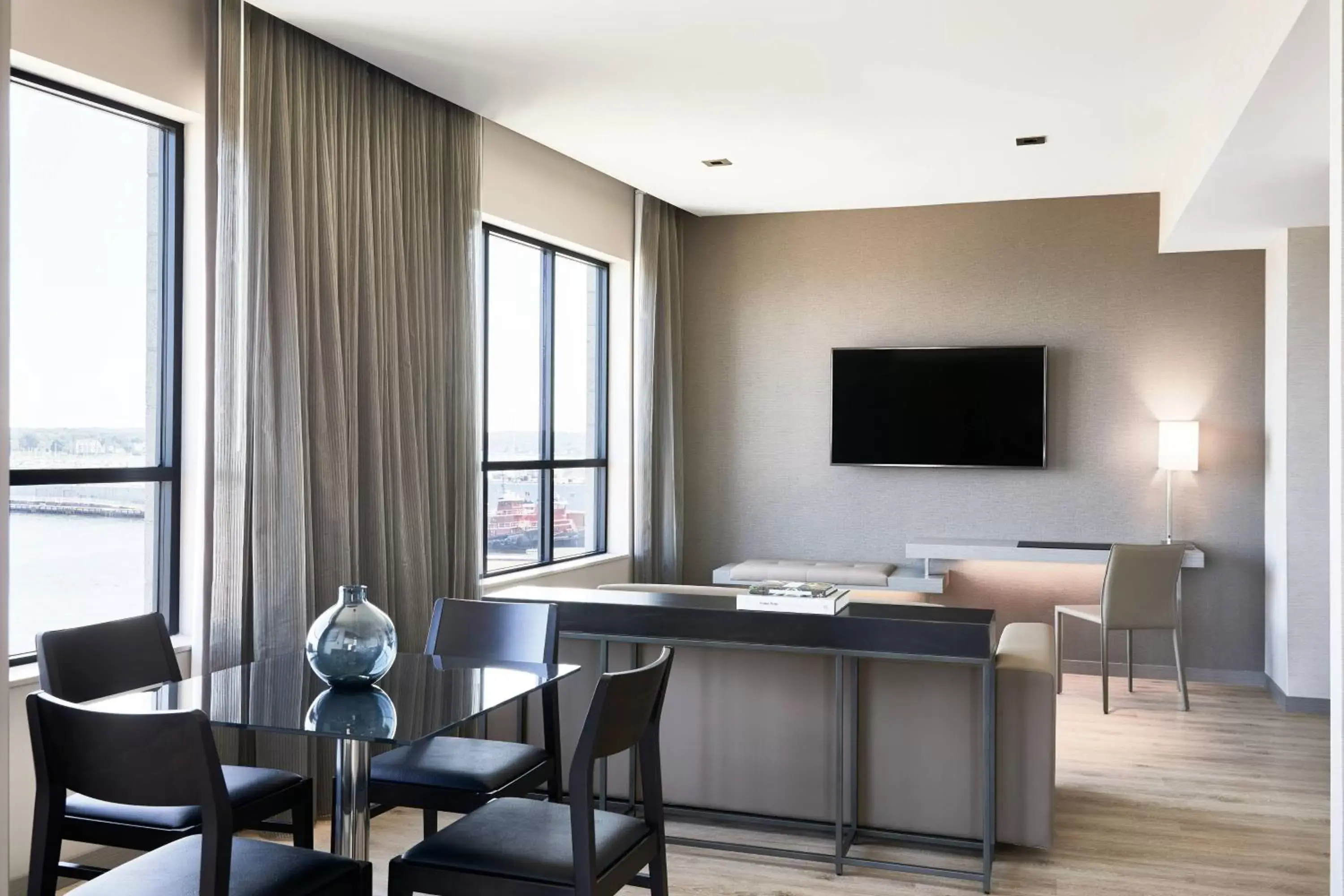 Bedroom, TV/Entertainment Center in AC Hotel by Marriott Portland Downtown/Waterfront, ME