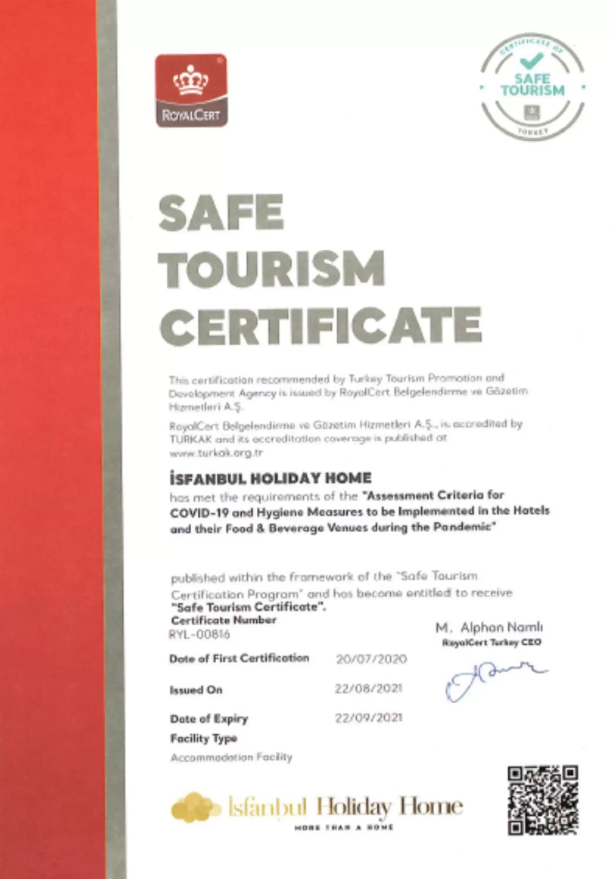 Certificate/Award in Vialand Palace Hotel