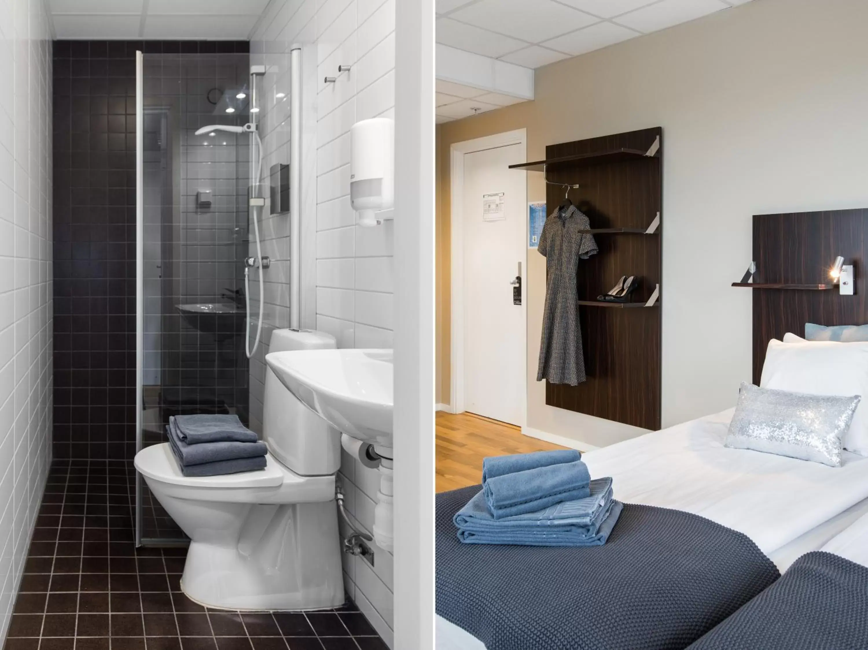 Bedroom, Bathroom in Hotell Fyrislund