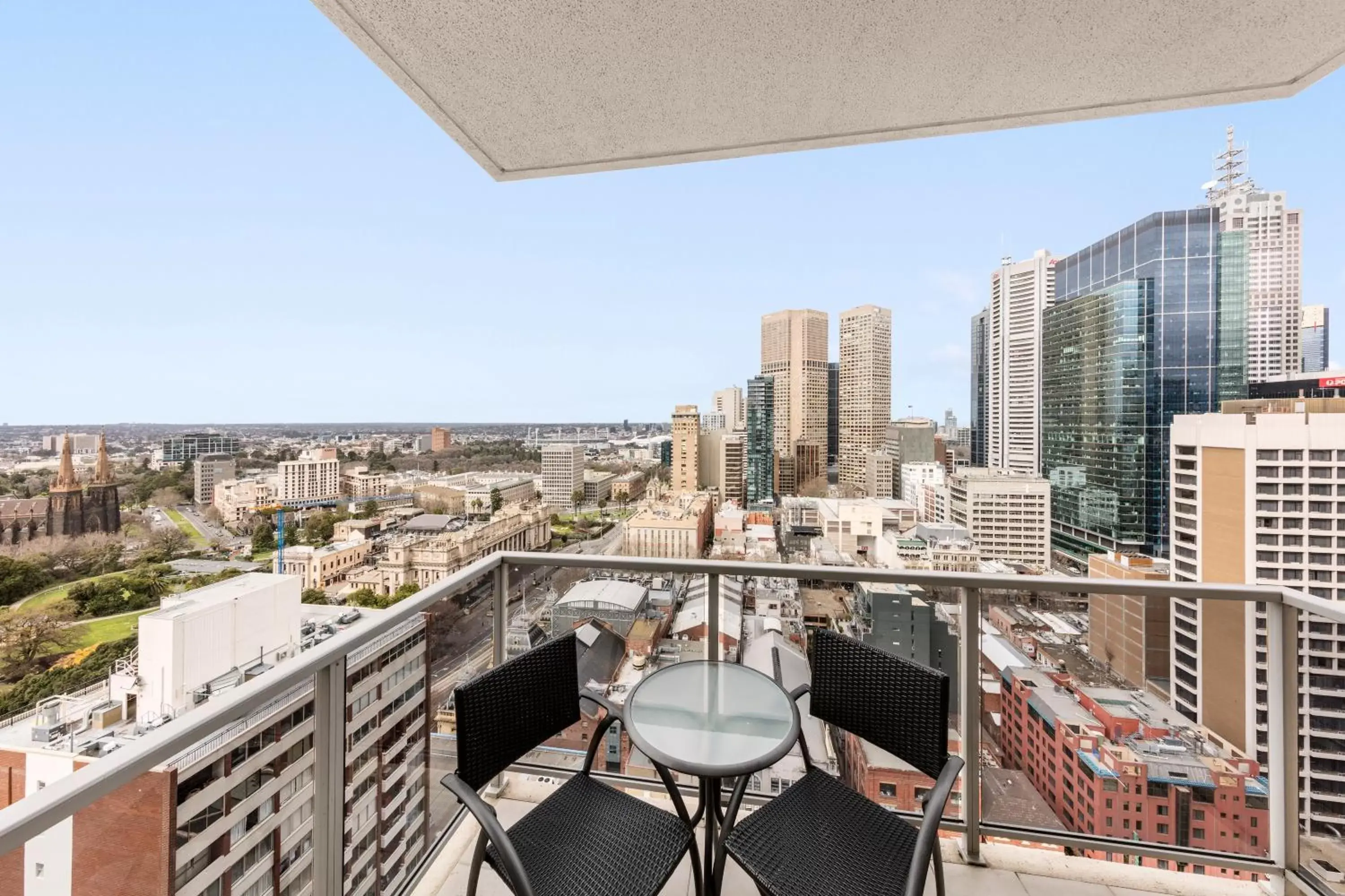 View (from property/room), Balcony/Terrace in Oaks Melbourne on Lonsdale Suites