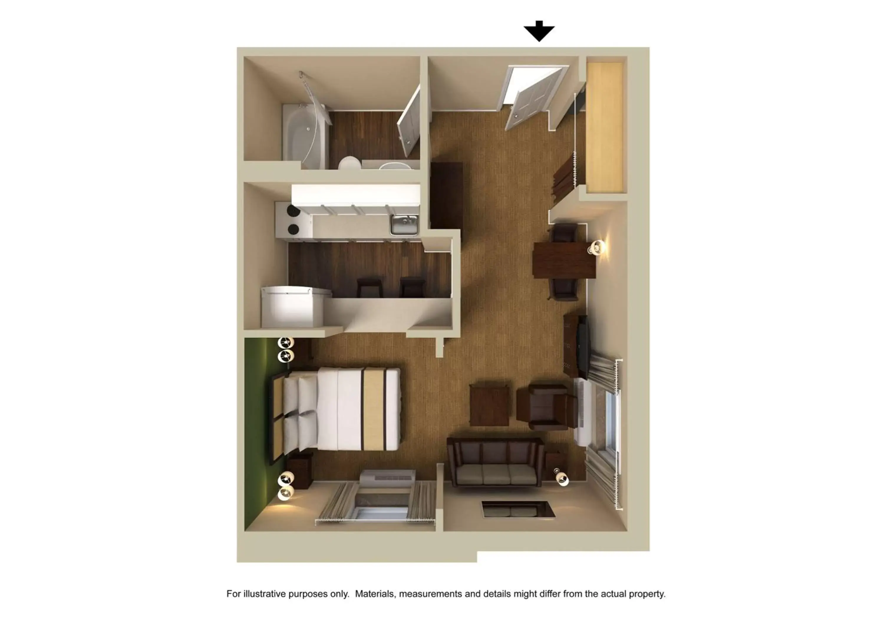 Bedroom, Floor Plan in Extended Stay America Suites - Houston - Med. Ctr. - NRG Park - Kirby