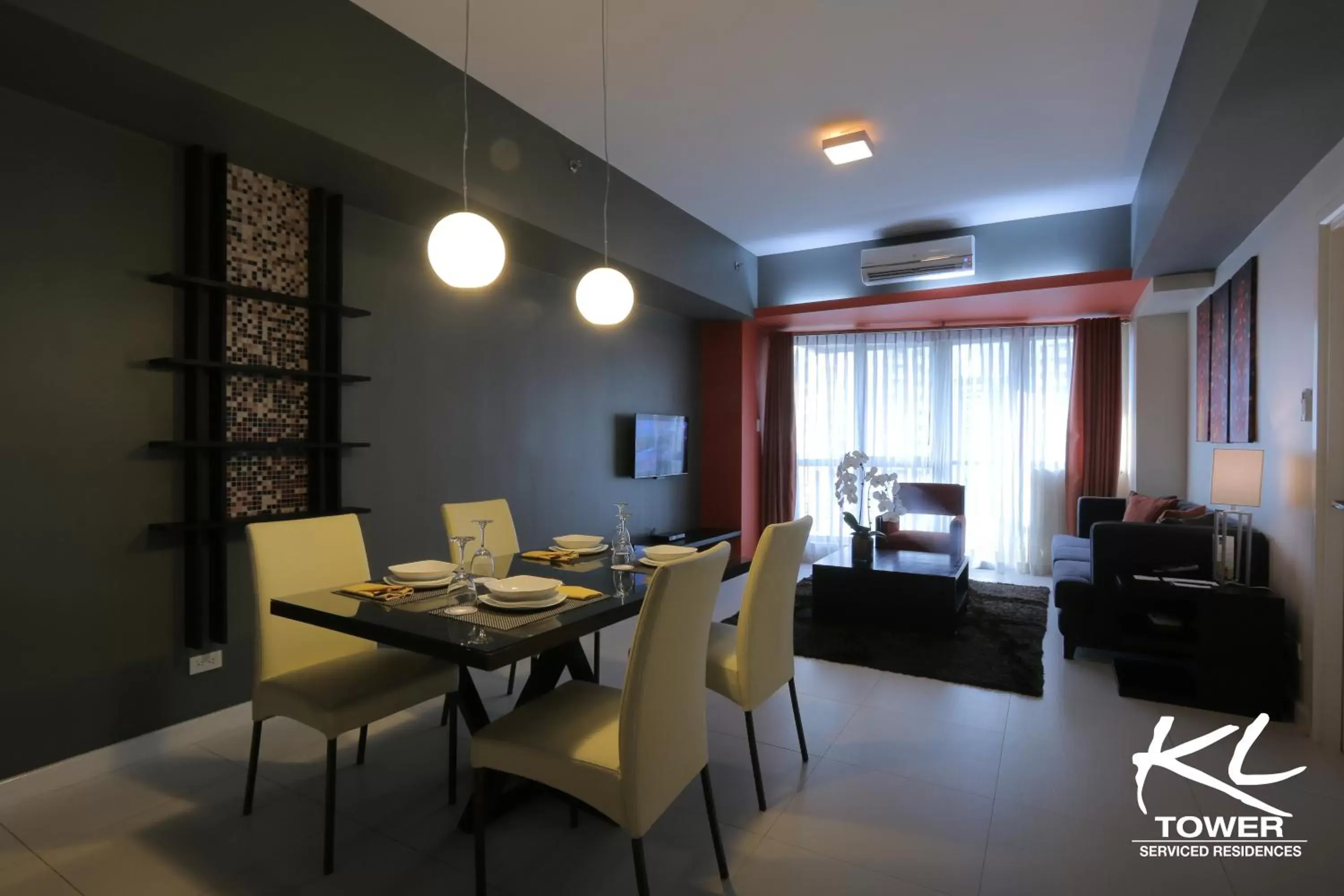 Living room, Dining Area in KL Serviced Residences Managed by HII