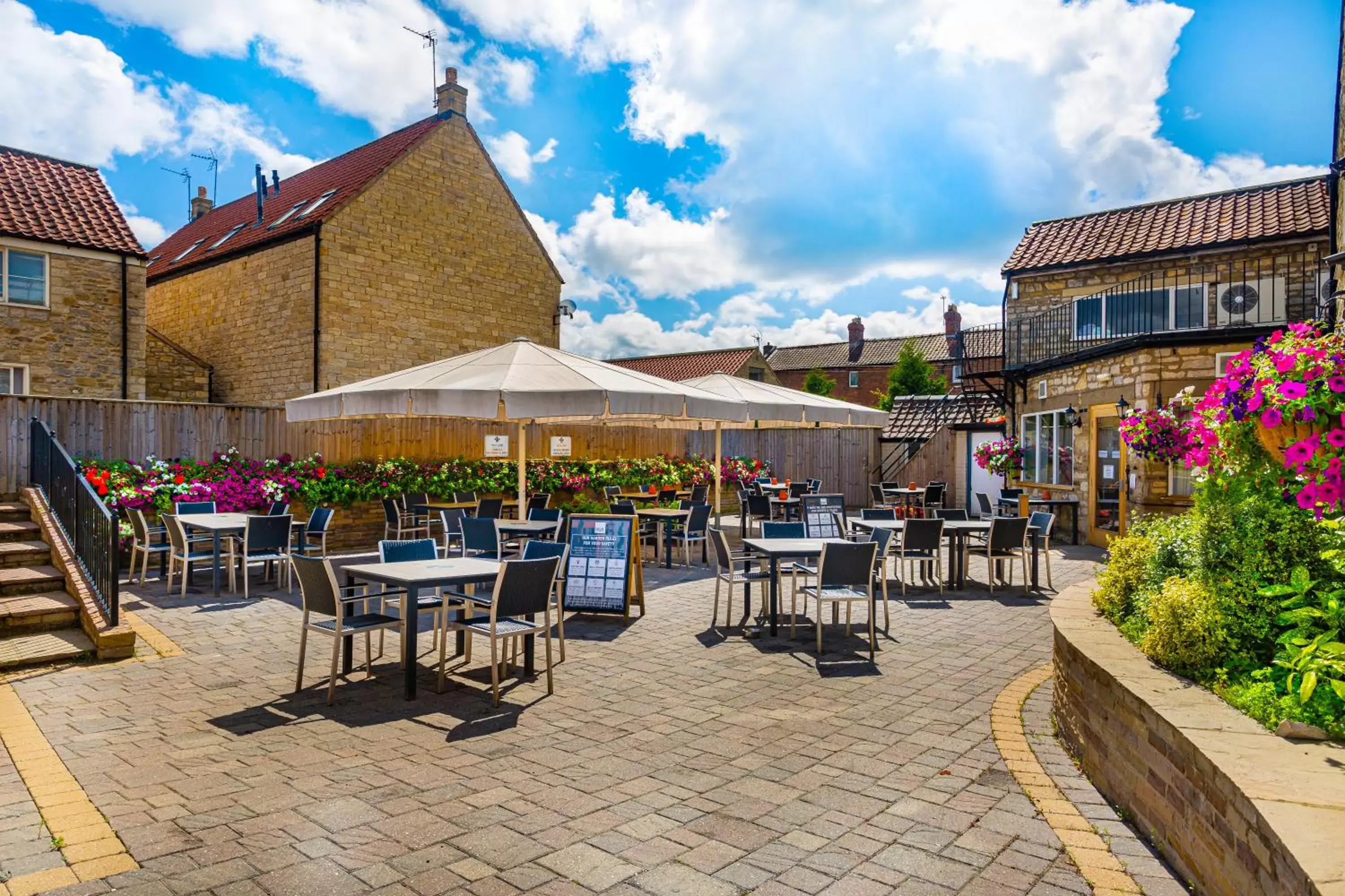 Balcony/Terrace, Restaurant/Places to Eat in The Feathers Hotel, Helmsley, North Yorkshire