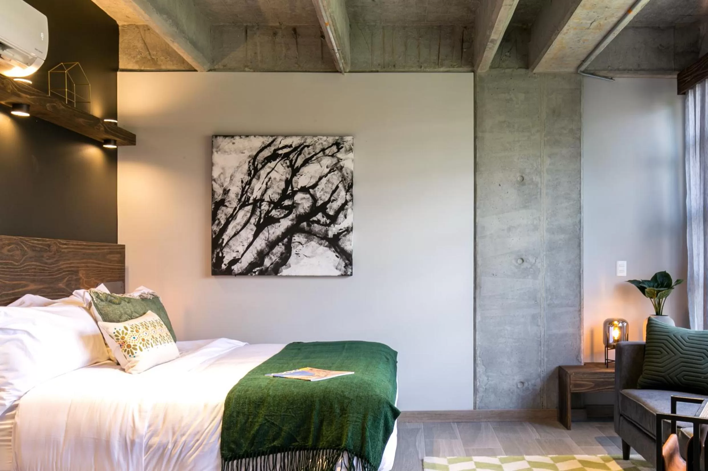 Bed in Factory Lofts Hotel