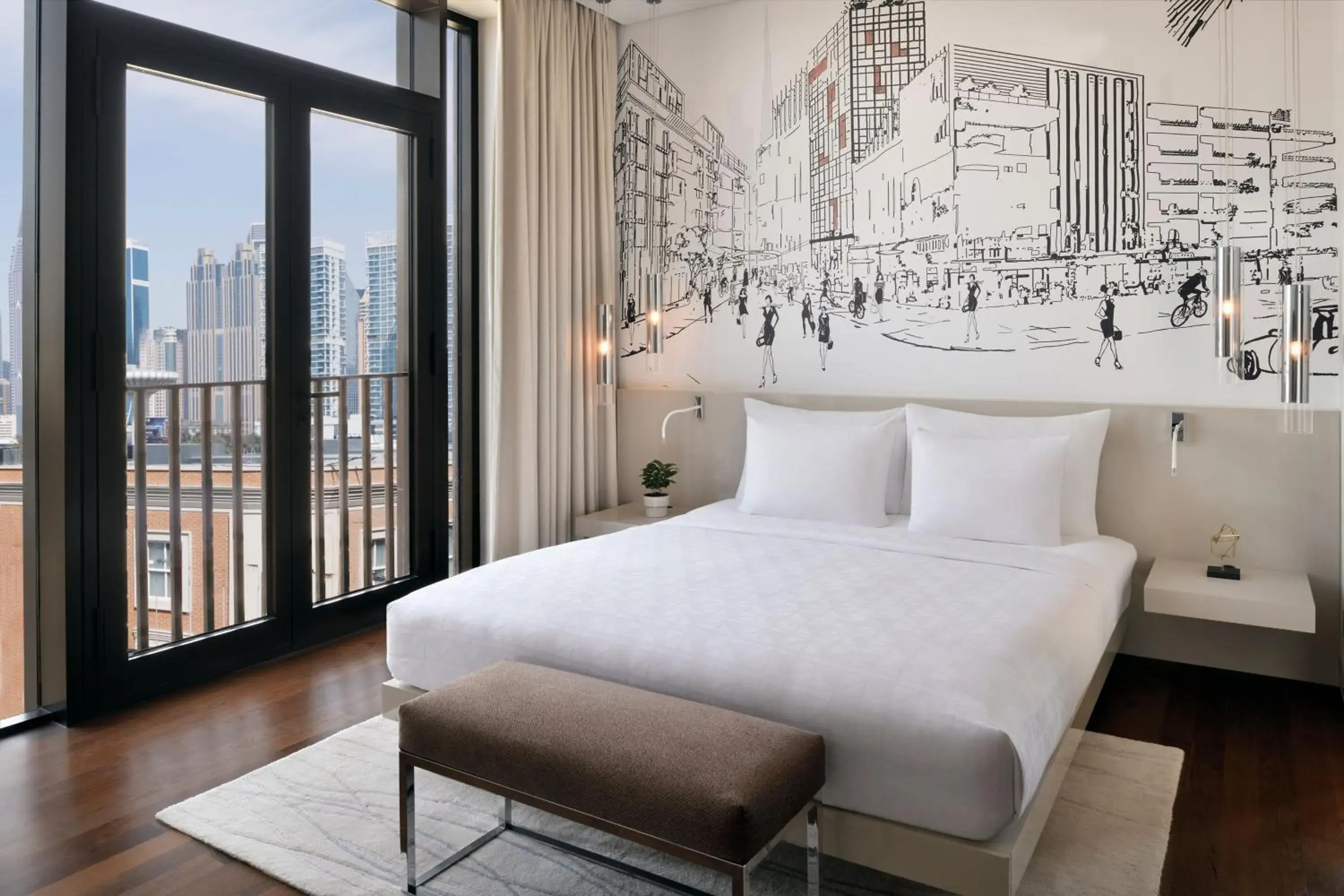 Bedroom, Bed in La Ville Hotel & Suites CITY WALK Dubai, Autograph Collection