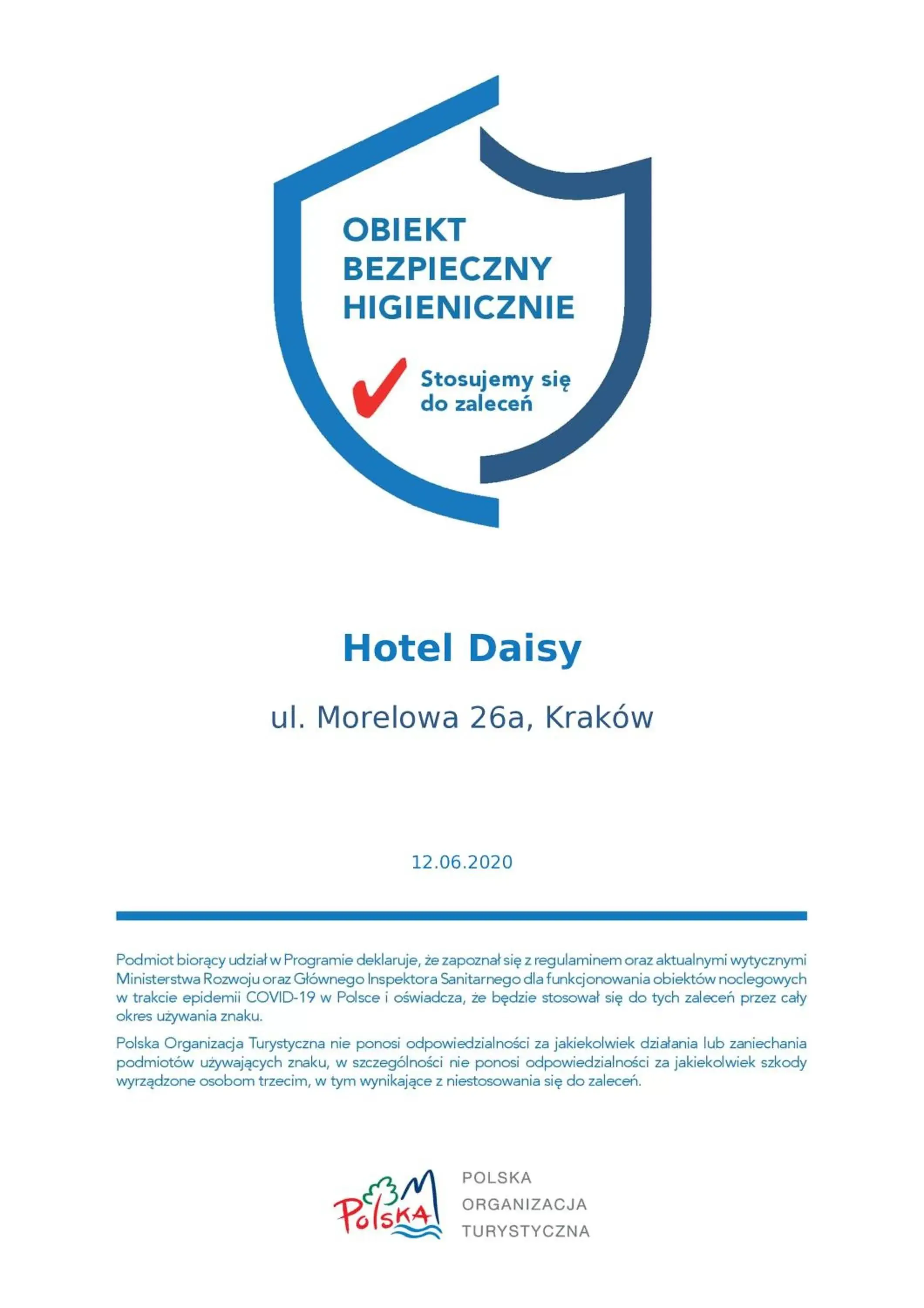 Certificate/Award in Hotel Daisy Budget