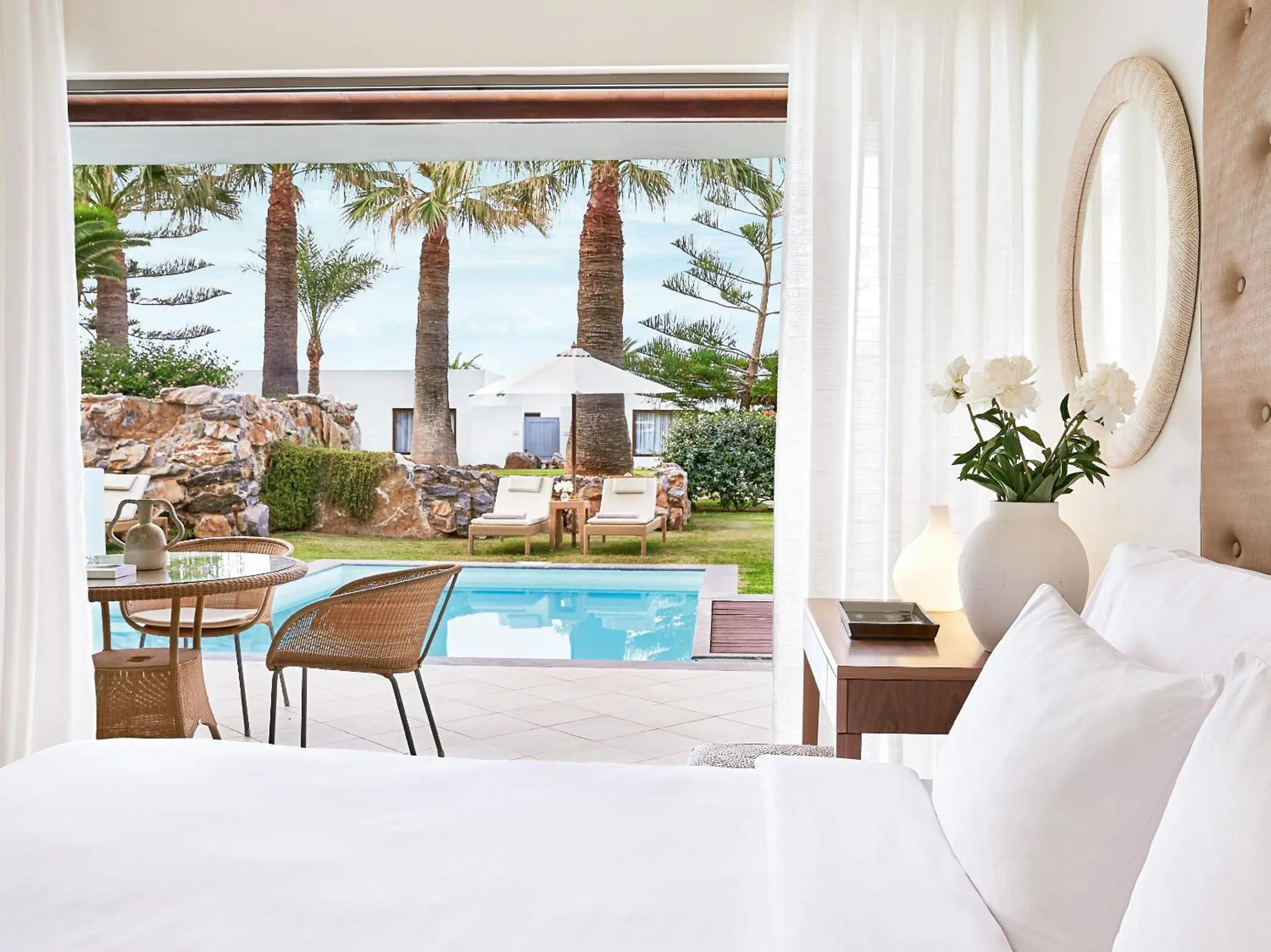 Bed, Swimming Pool in Amirandes Grecotel Boutique Resort