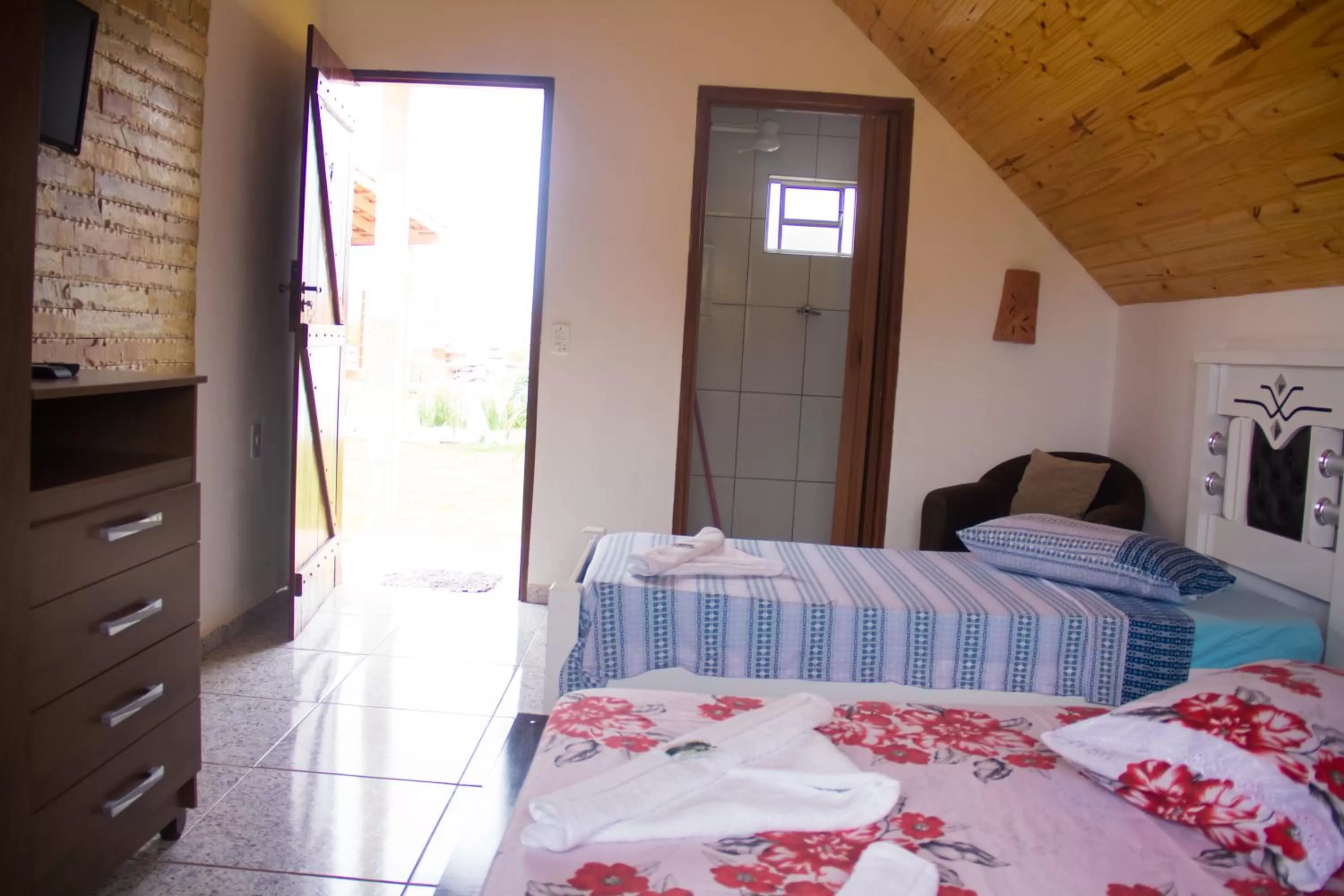 Bed in Pousada e Chales Por do Sol