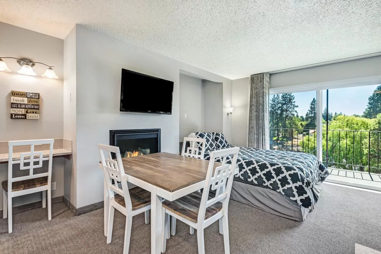 Living room in Bend Riverside Condos