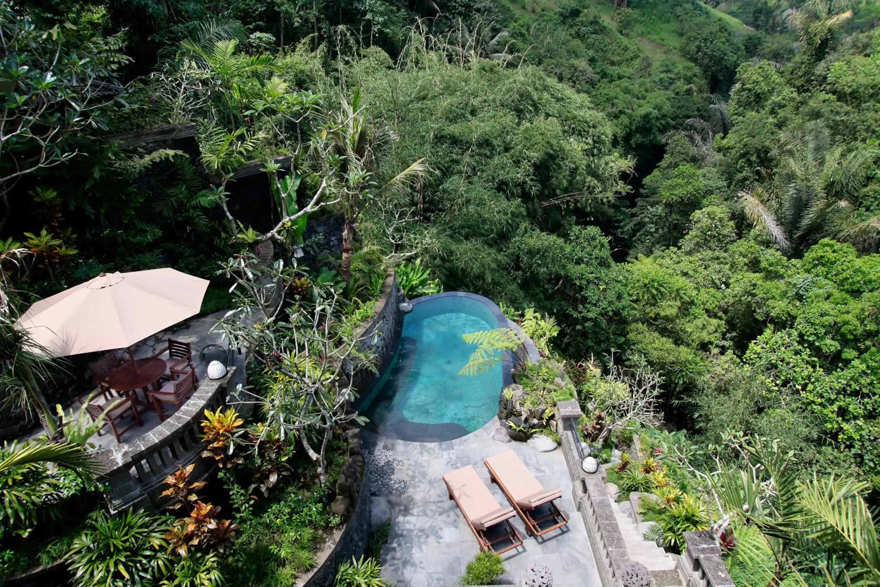 Swimming pool, Bird's-eye View in Bidadari Private Villas & Retreat