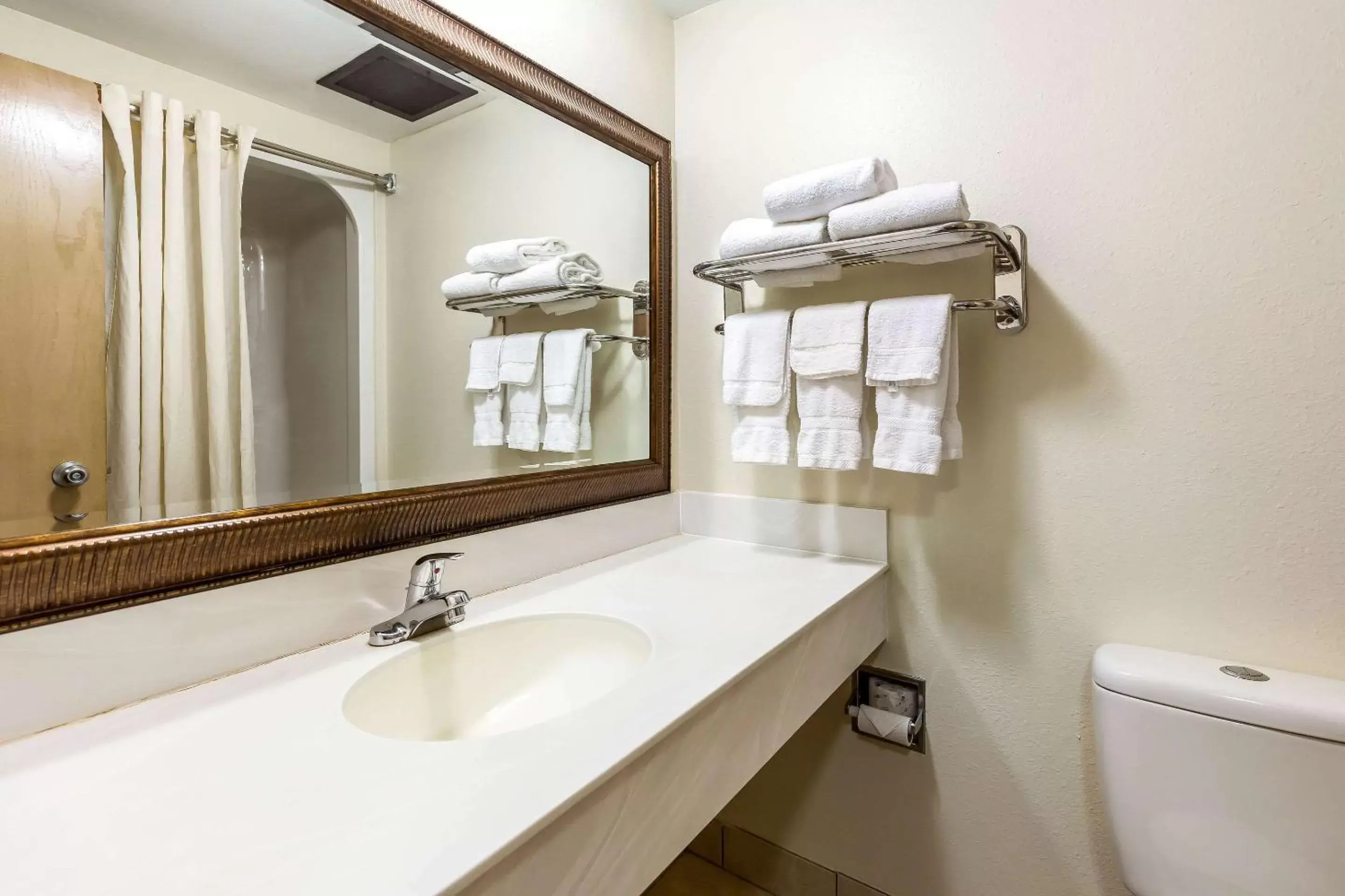 Bedroom, Bathroom in Econo Lodge Inn & Suites Fairview Heights near I-64 St Louis