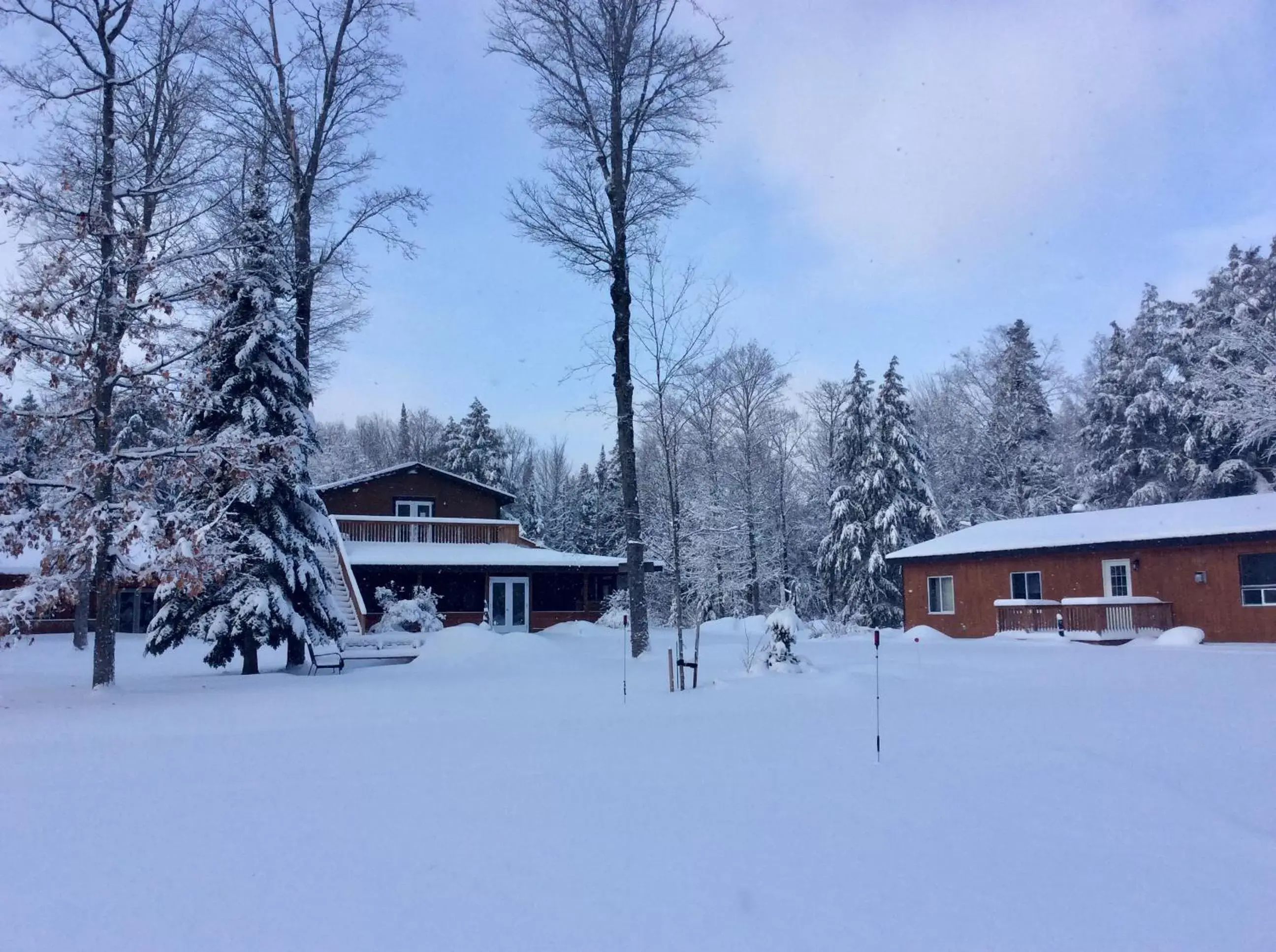 Facade/entrance, Winter in Madawaska Lodge