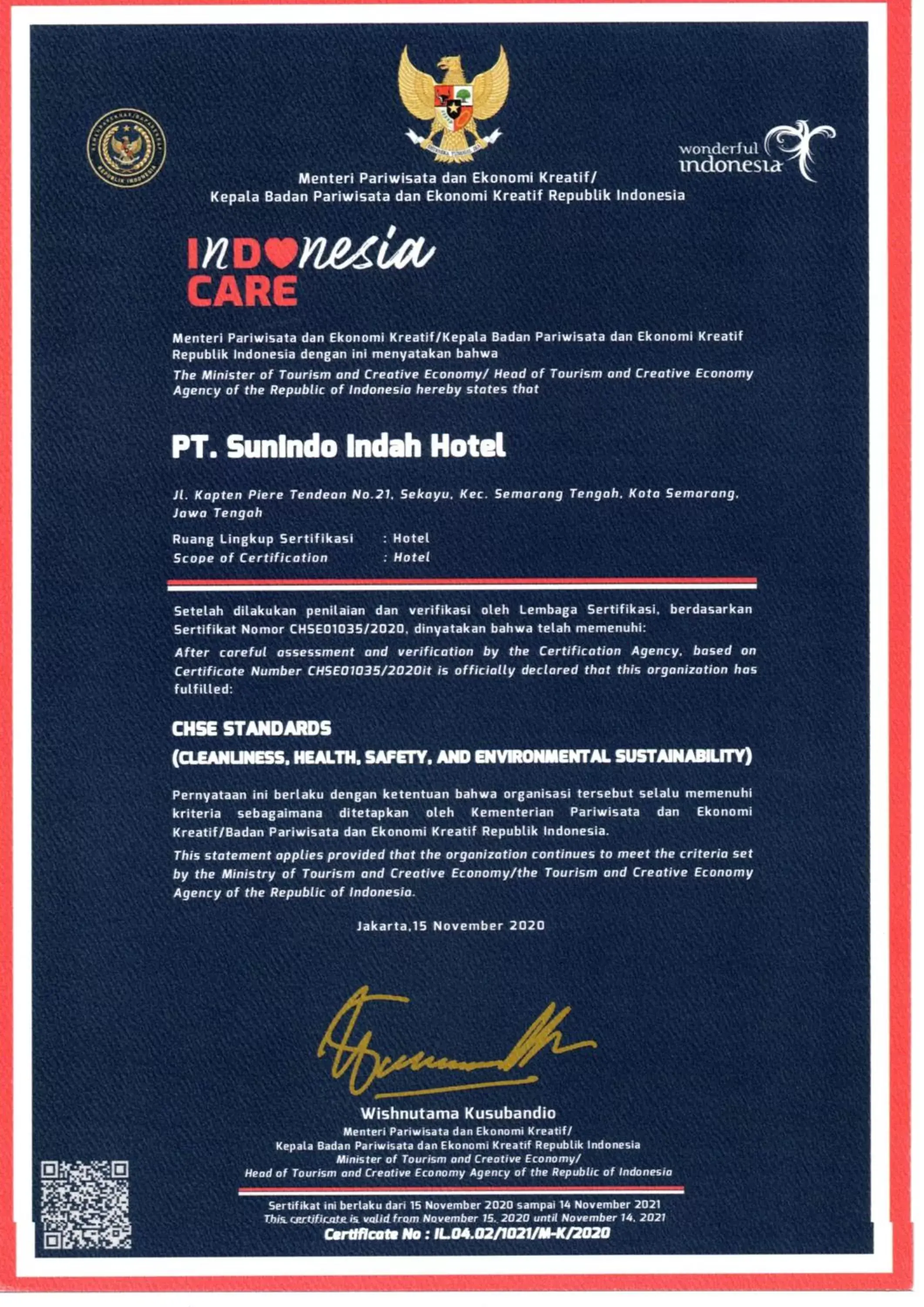 Logo/Certificate/Sign in Ibis Budget Semarang Tendean - CHSE Certified