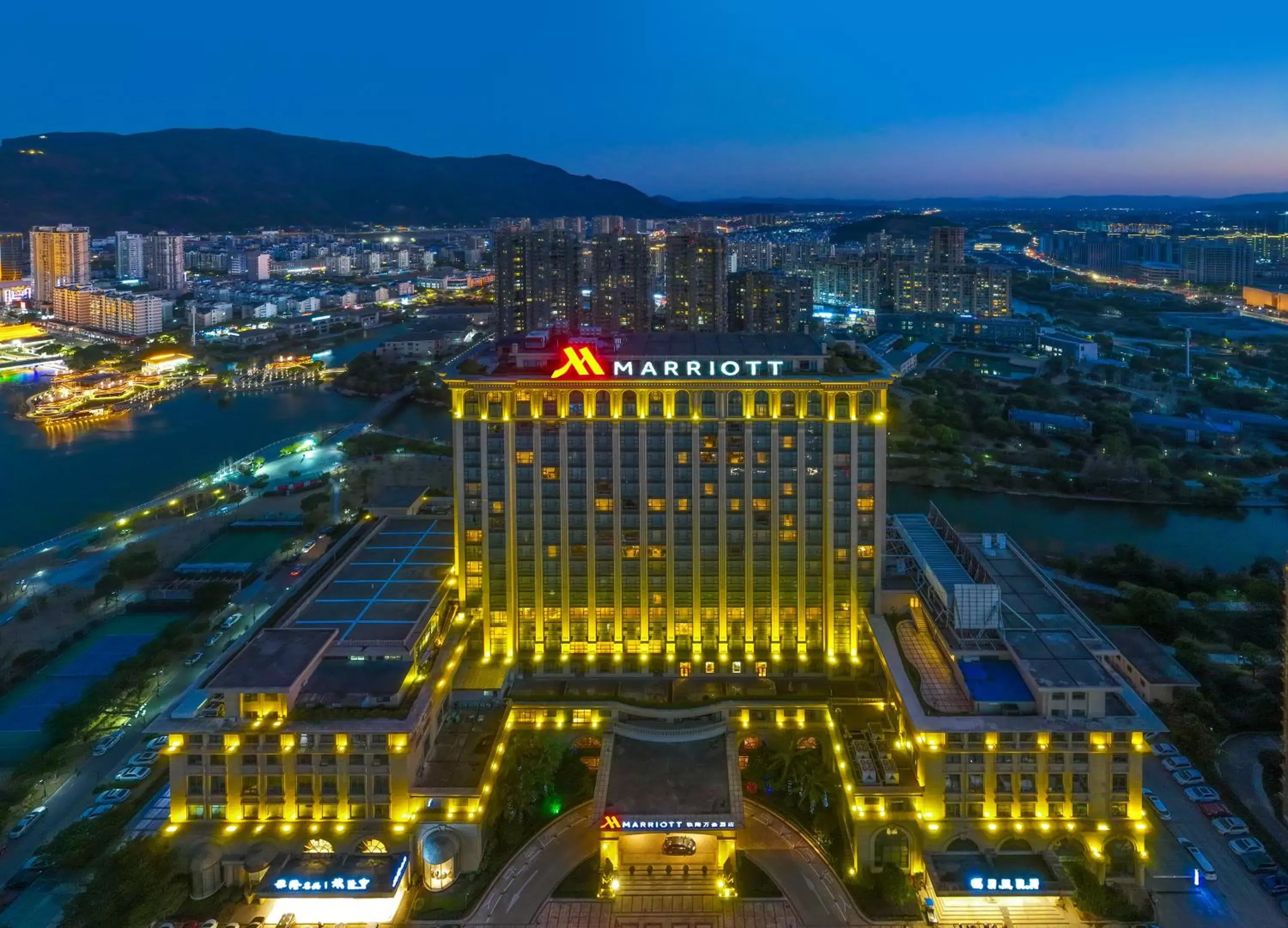 Property building, Bird's-eye View in Zhejiang Taizhou Marriott Hotel